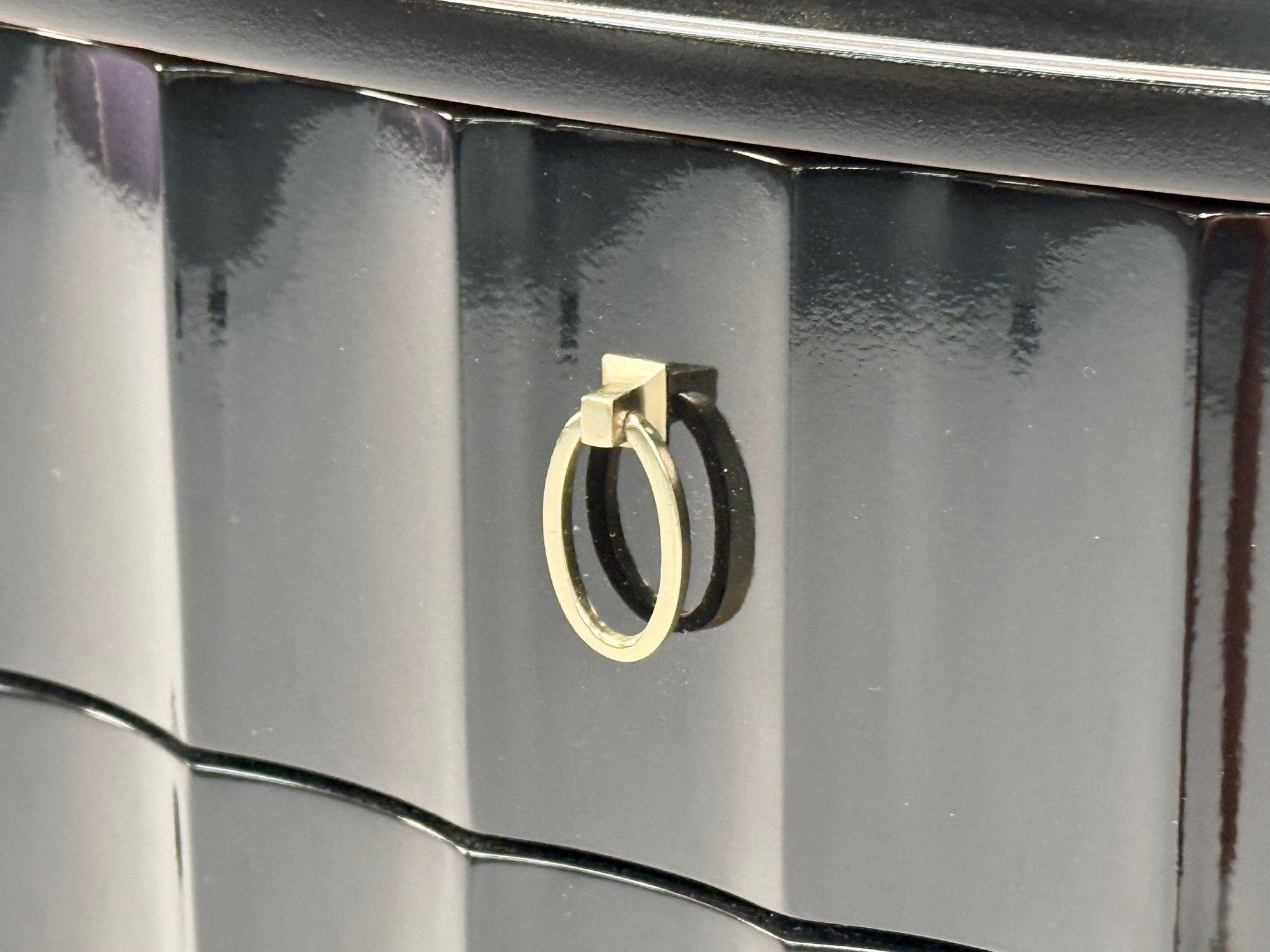 Baker, Hollywood Regency, Black Lacquer, Chrome, Writing Desk, USA, 21st C. For Sale 3
