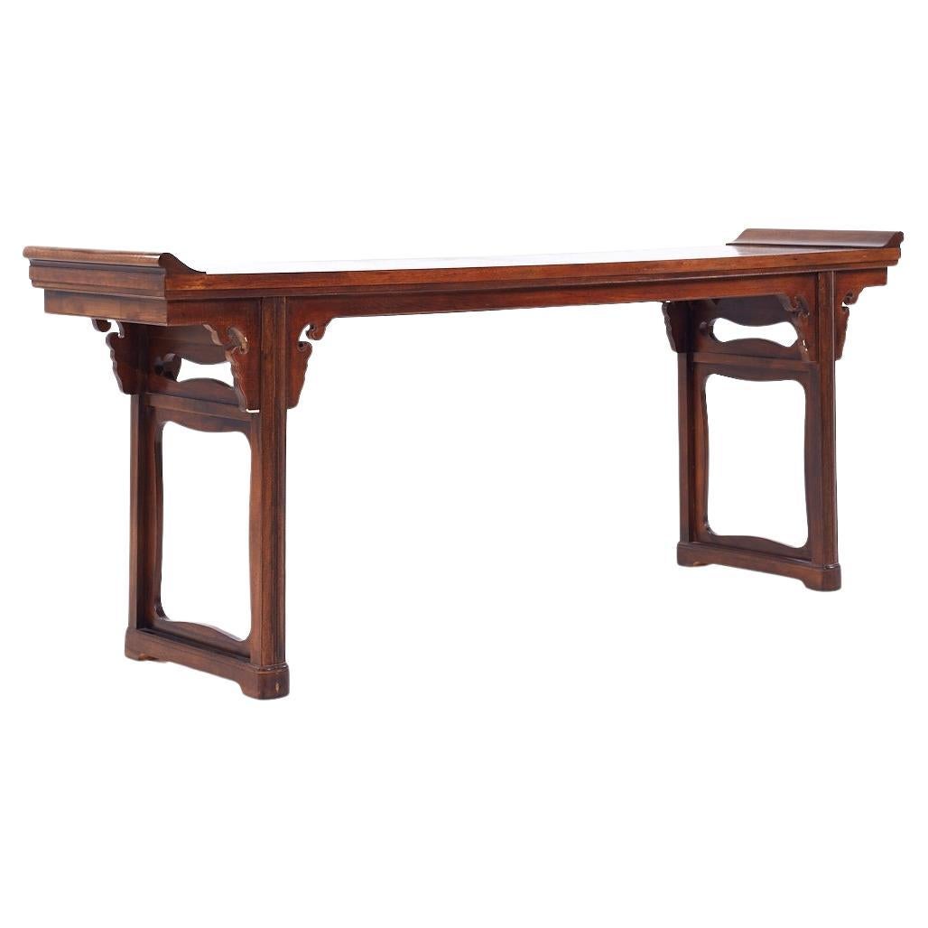 Baker Hollywood Regency Chinoiserie Altar Console Table For Sale