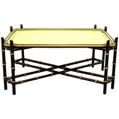 Baker Hollywood Regency Chinoiserie Faux Bamboo Cocktail Table