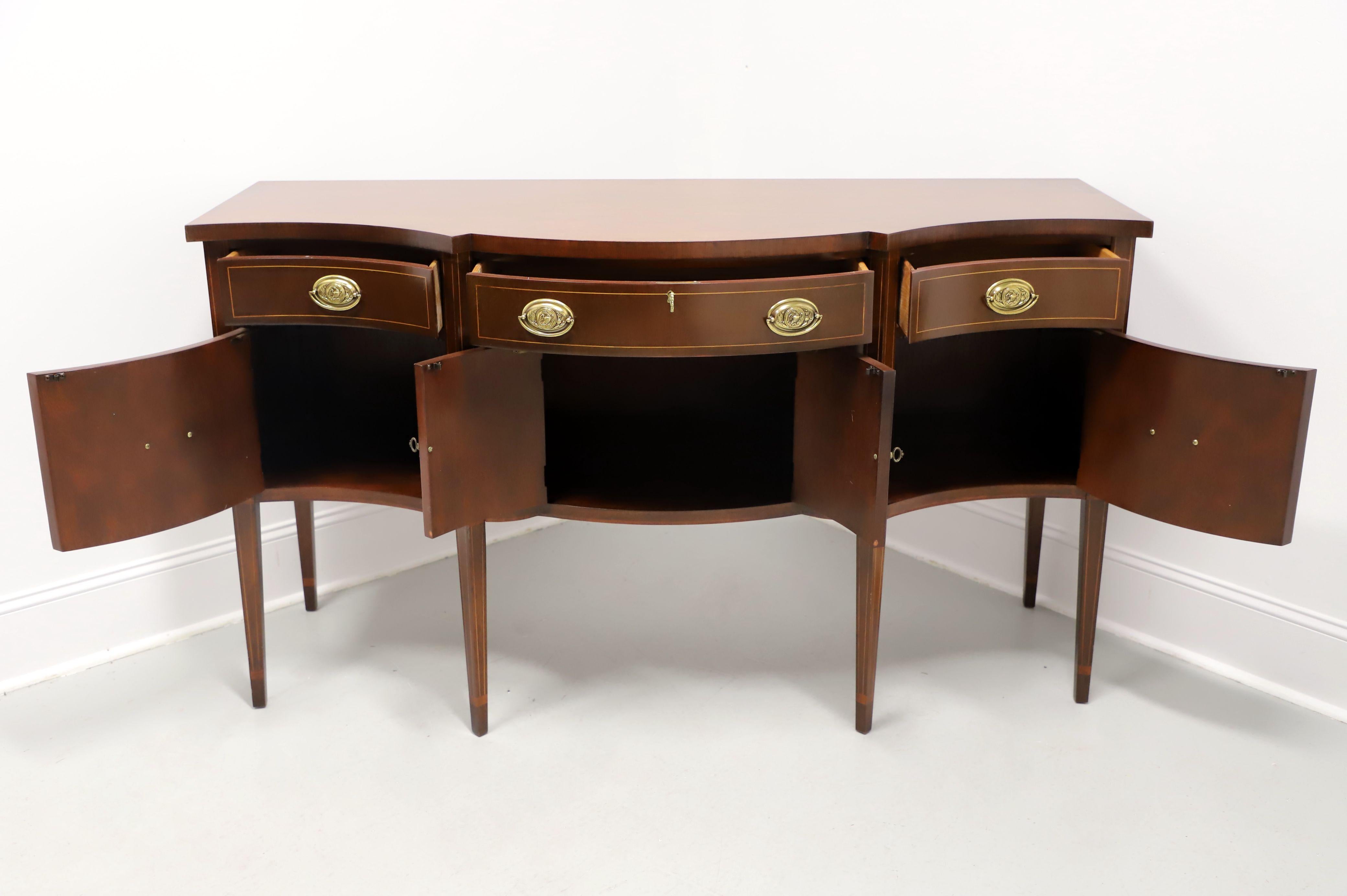 BAKER Inlaid Mahogany Hepplewhite Bowfront Sideboard In Good Condition For Sale In Charlotte, NC