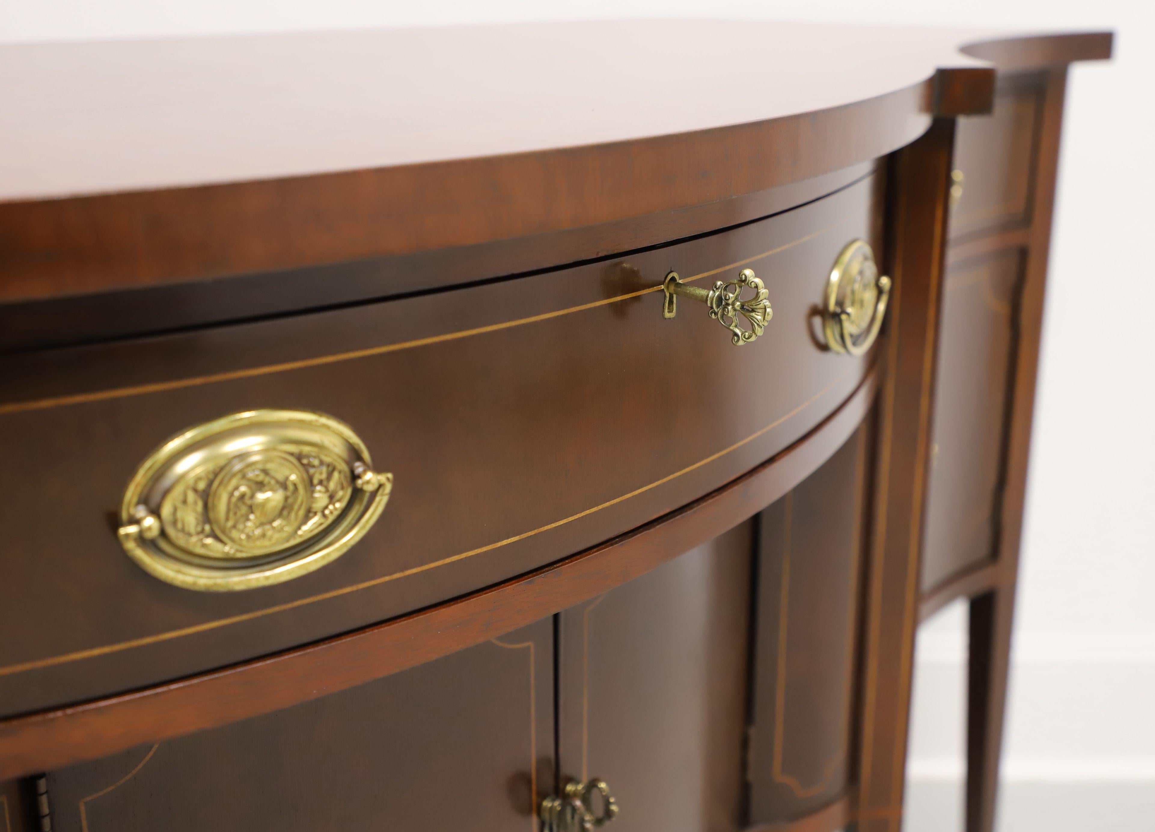 Brass BAKER Inlaid Mahogany Hepplewhite Bowfront Sideboard For Sale