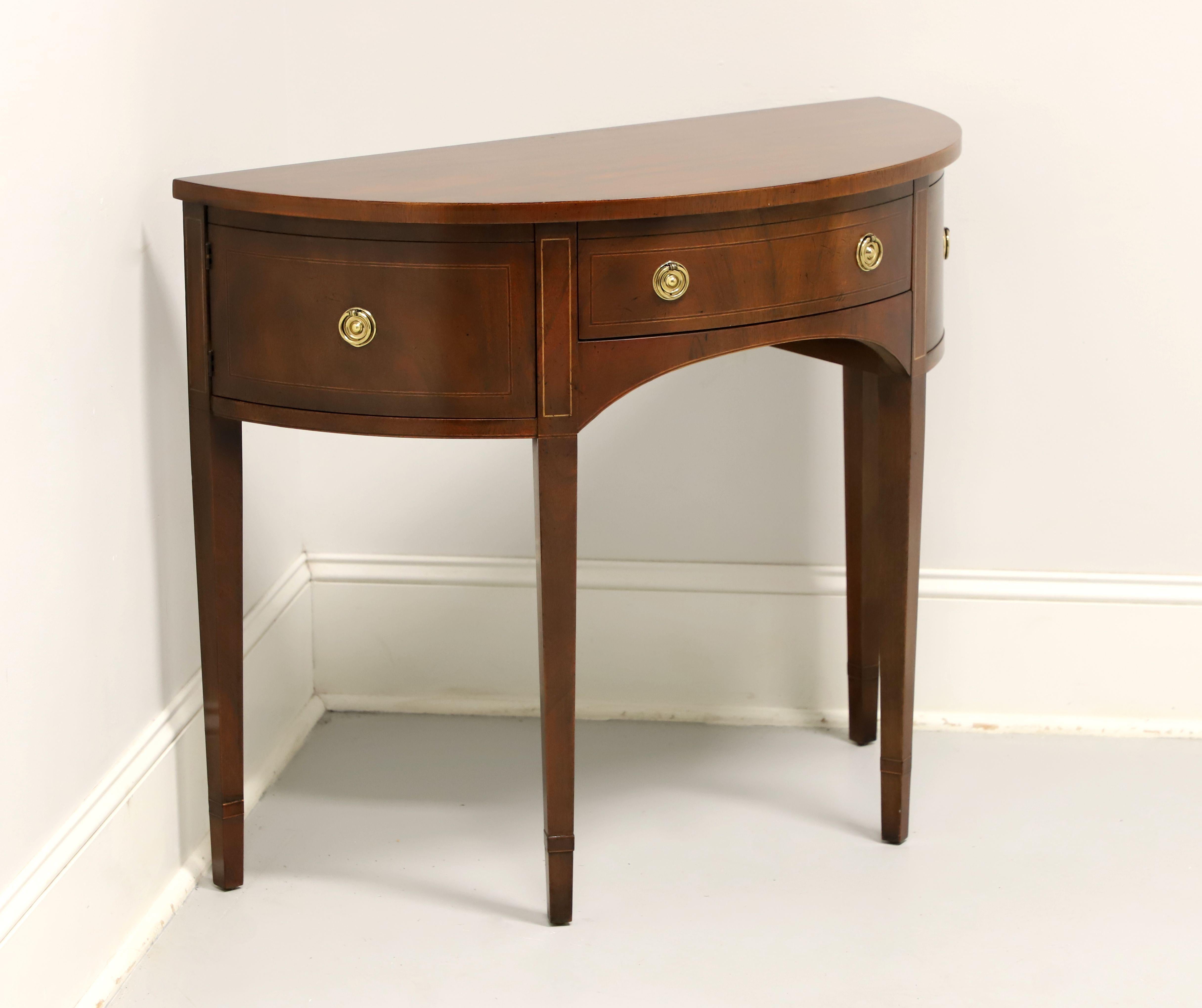 American BAKER Inlaid Mahogany Hepplewhite Demilune Console Table / Server - A