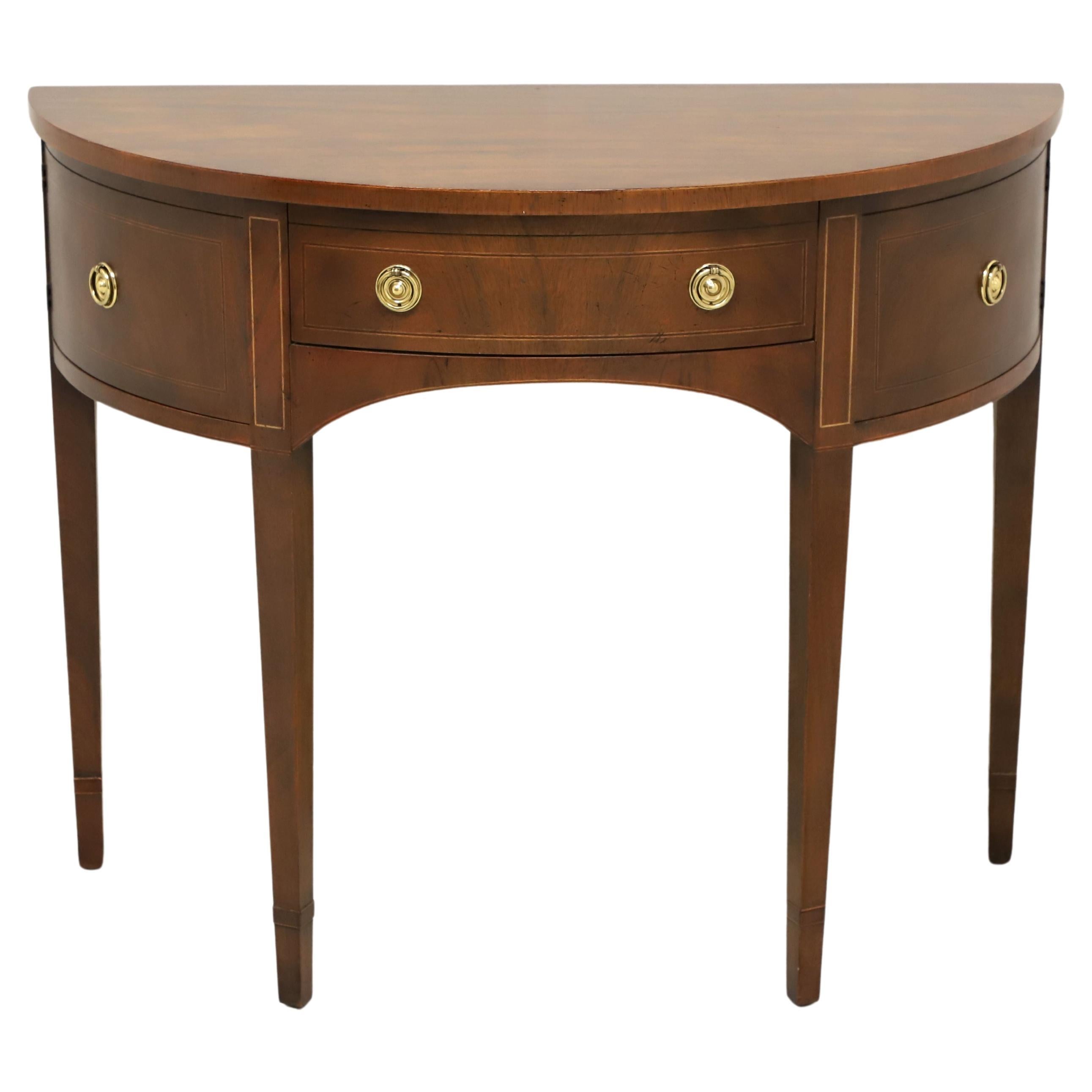 BAKER Inlaid Mahogany Hepplewhite Demilune Console Table / Server - A