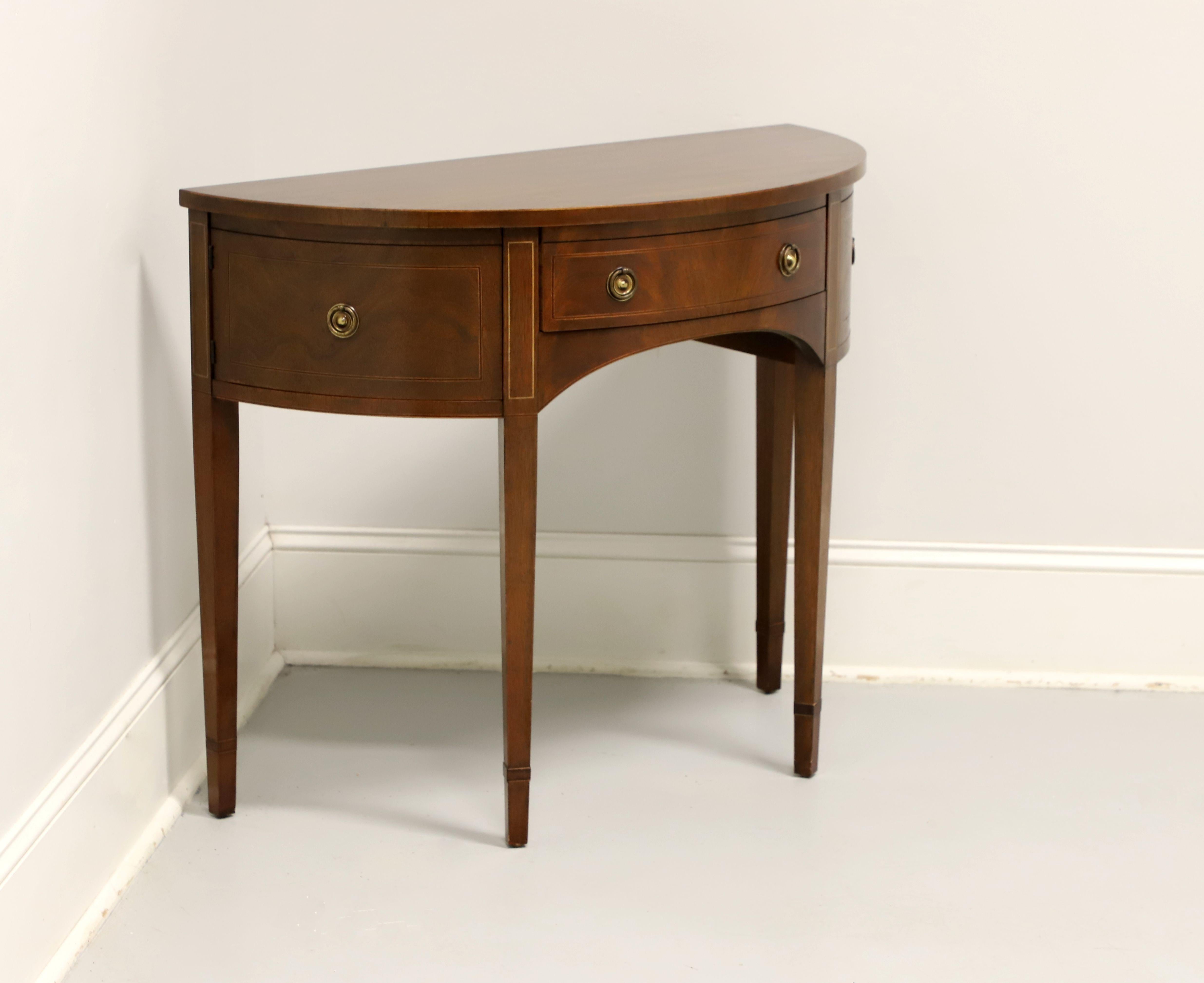 American BAKER Inlaid Mahogany Hepplewhite Demilune Console Table / Server - B