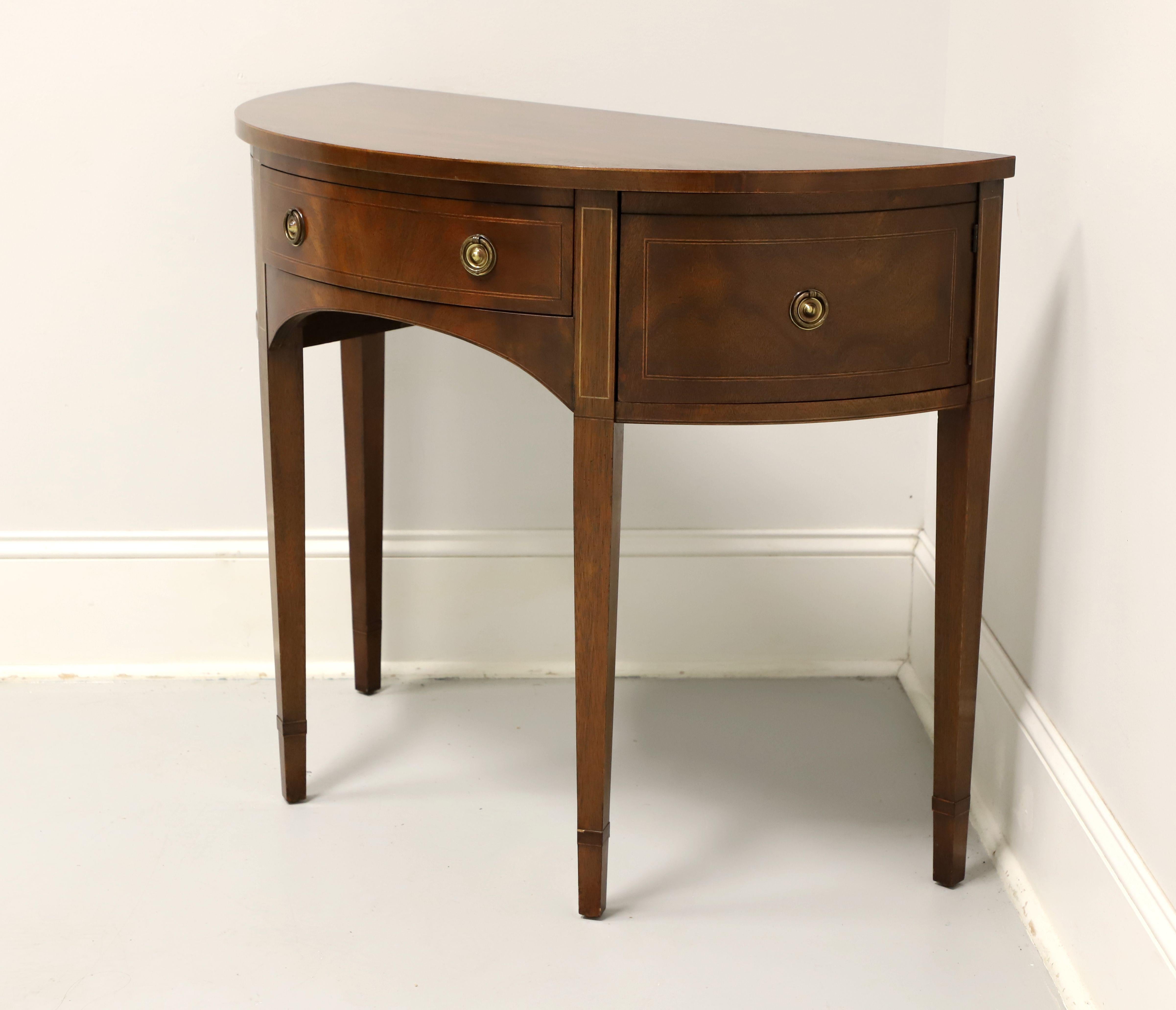 BAKER Inlaid Mahogany Hepplewhite Demilune Console Table / Server - B In Good Condition In Charlotte, NC