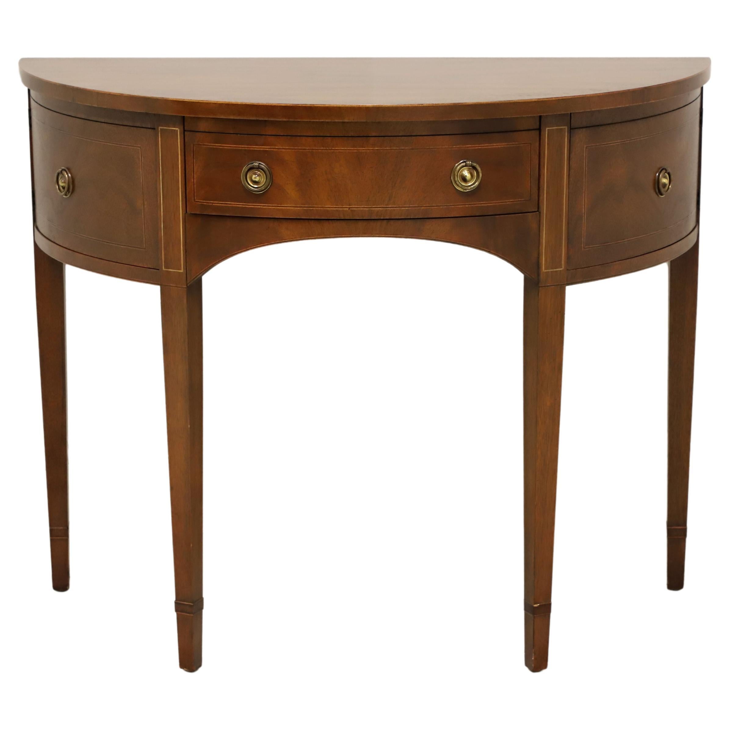 BAKER Inlaid Mahogany Hepplewhite Demilune Console Table / Server - B