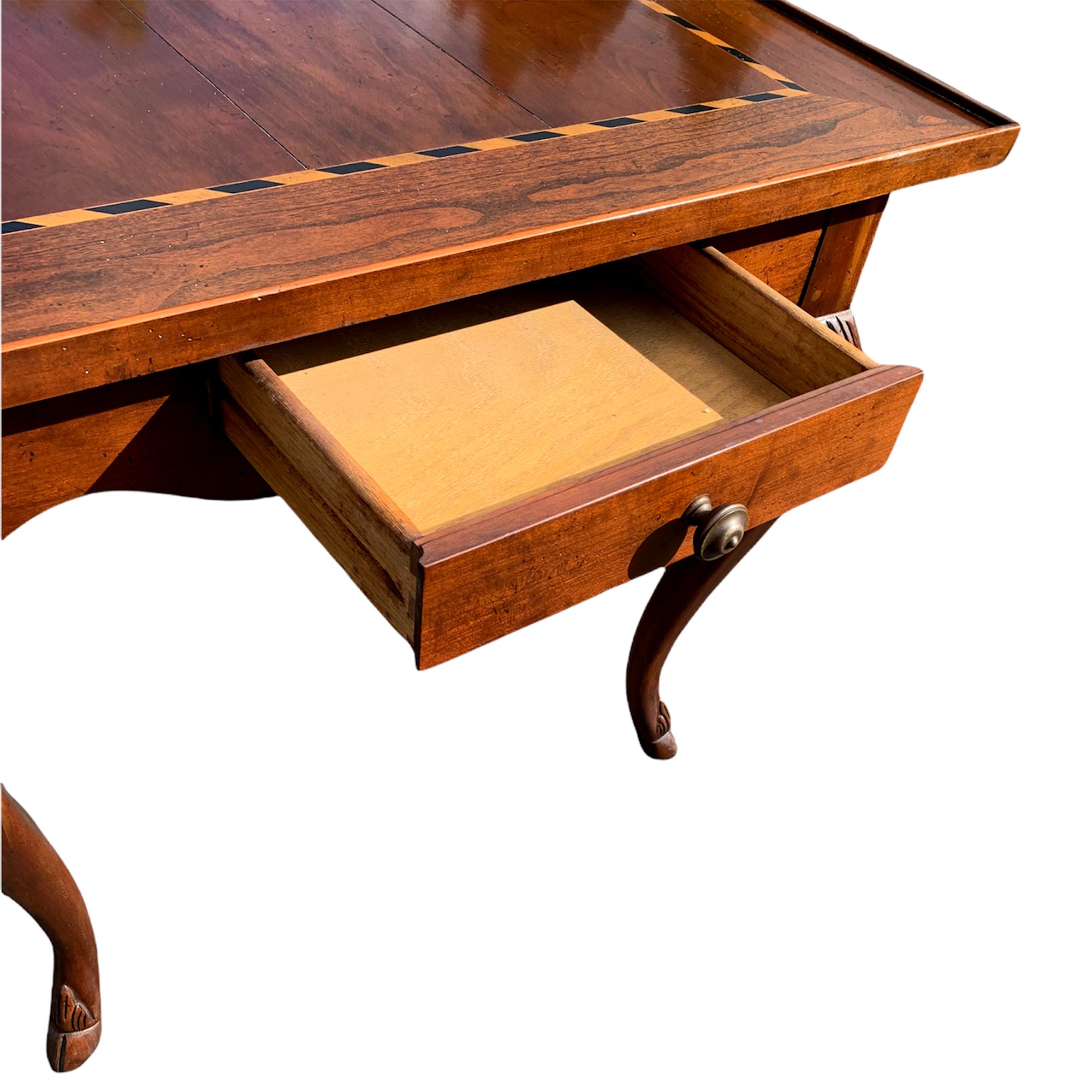 American Baker Inlay Wood Top Cabriole Leg Table