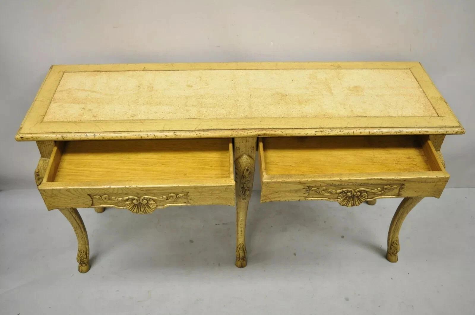 Unknown Baker Italian Regency Provincial Oak 2 Drawer Hoof Foot Console Hall Sofa Table For Sale