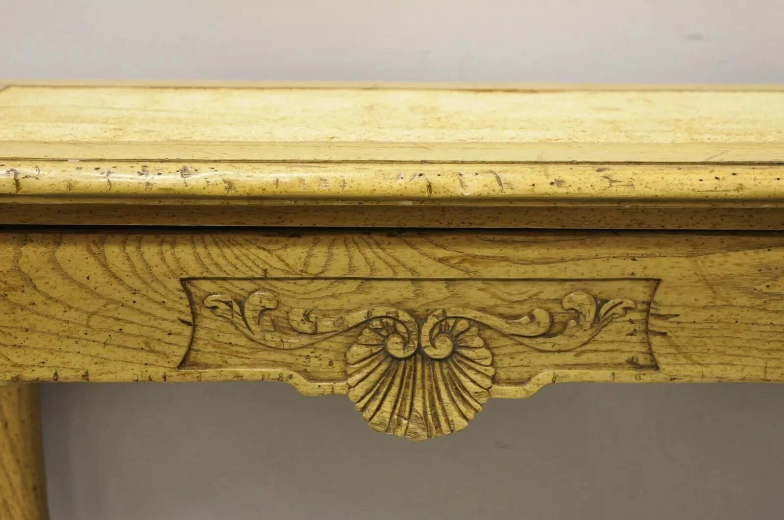 20th Century Baker Italian Regency Provincial Oak 2 Drawer Hoof Foot Console Hall Sofa Table For Sale