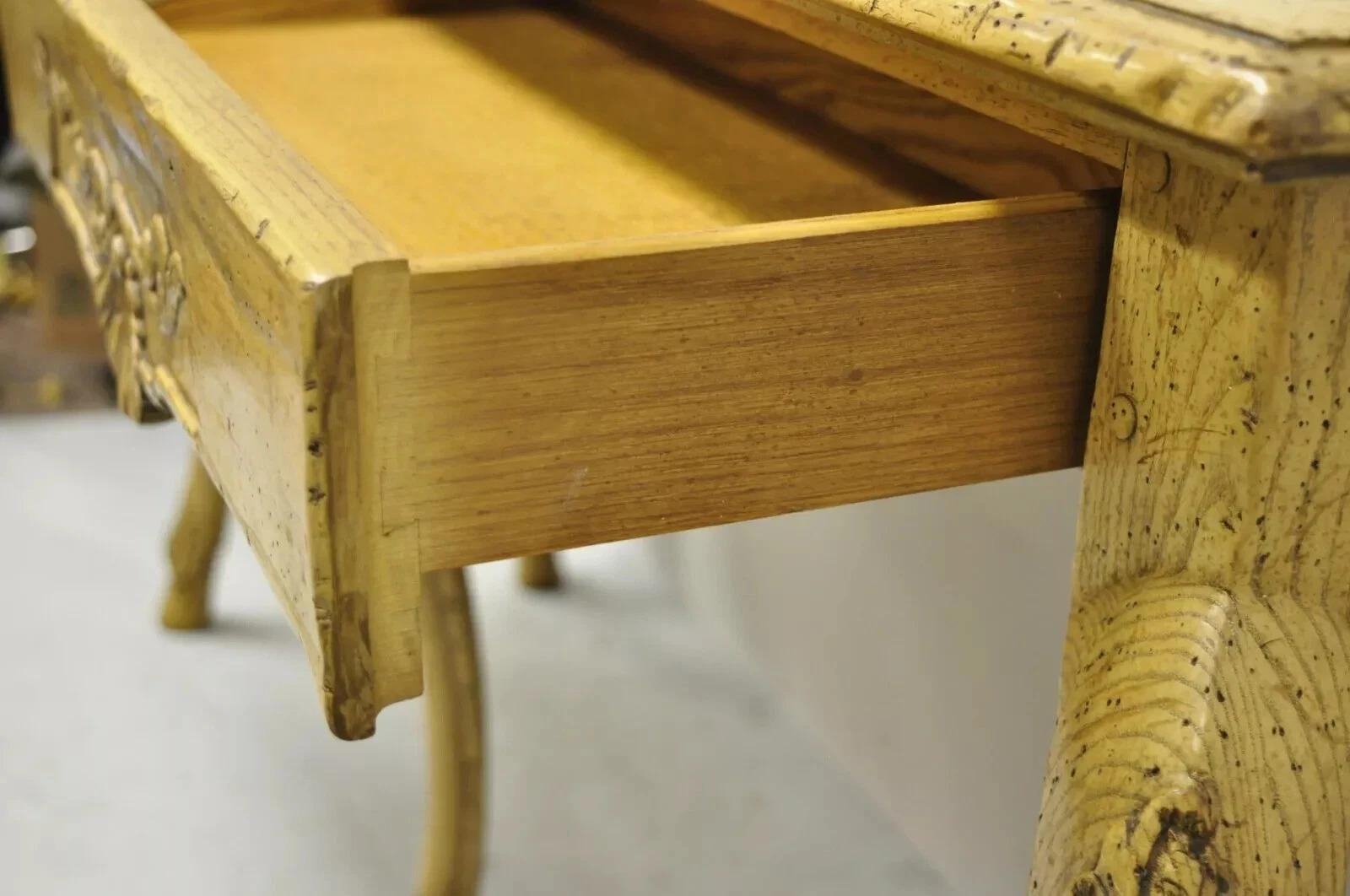 Baker Italian Regency Provincial Oak 2 Drawer Hoof Foot Console Hall Sofa Table For Sale 4