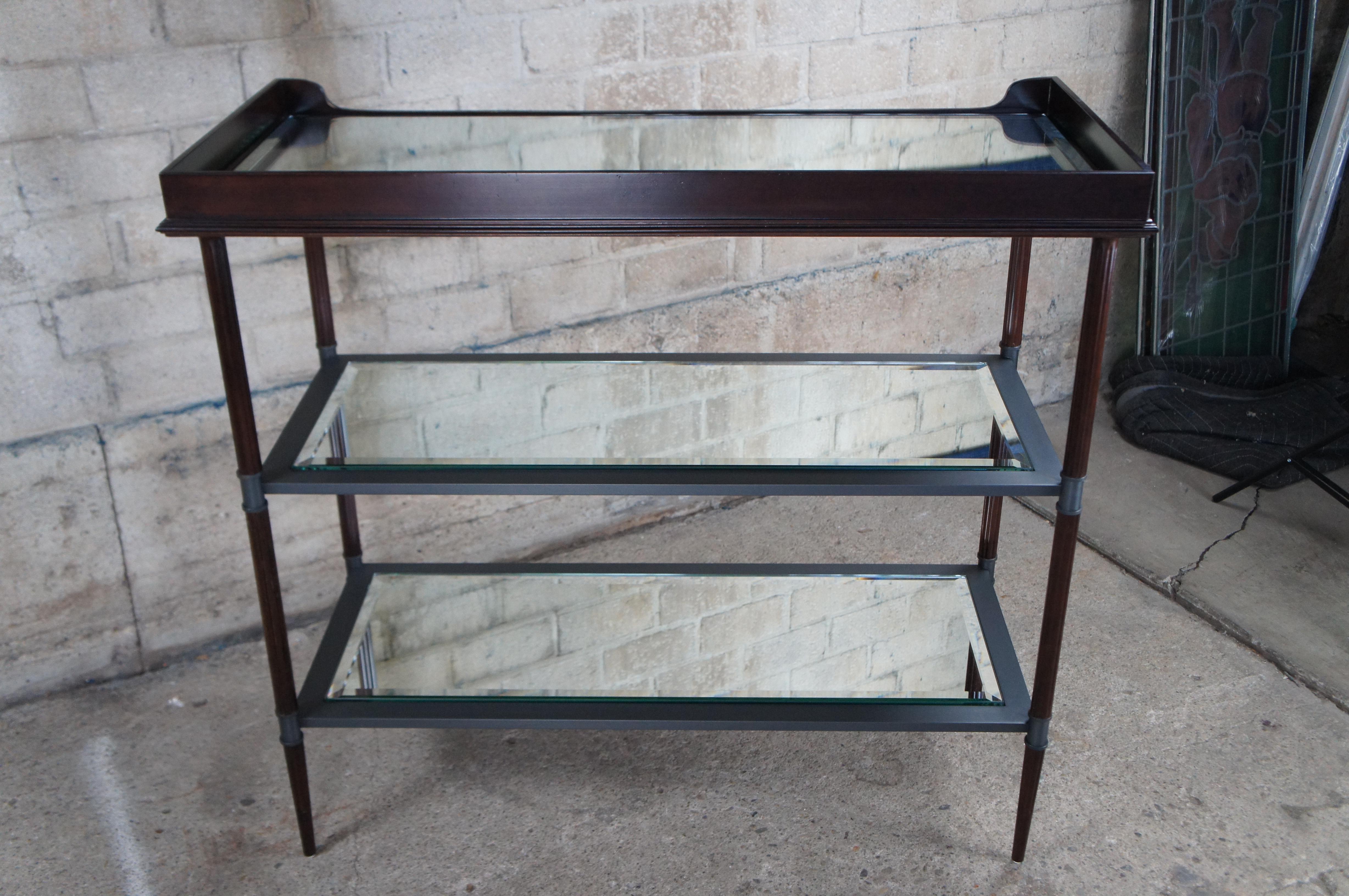 Baker Jacques Garcia Tiered Mahogany Mirrored Beveled Glass Drybar Side Table 6