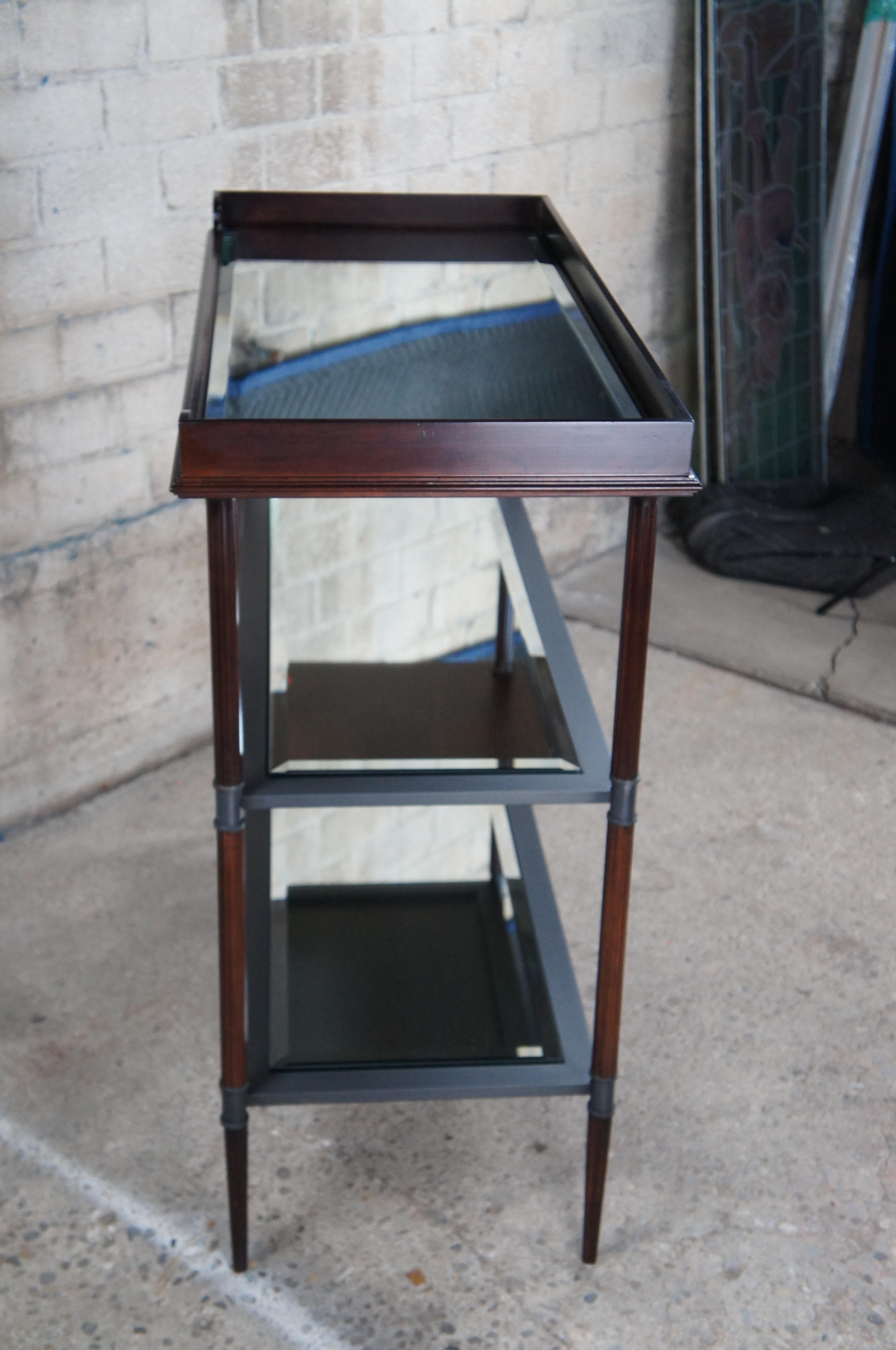Baker Jacques Garcia Tiered Mahogany Mirrored Beveled Glass Drybar Side Table 8