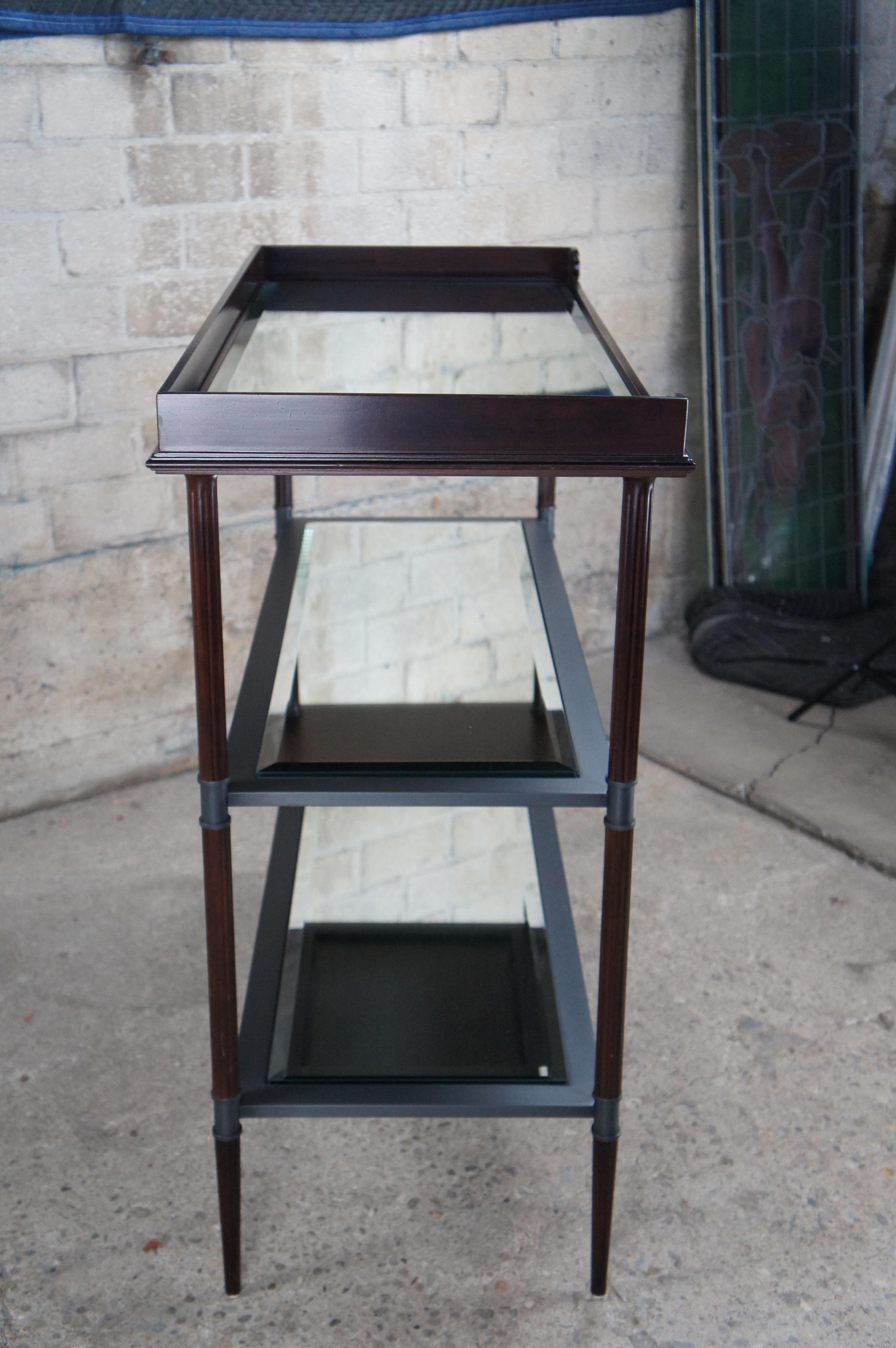 Baker Jacques Garcia Tiered Mahogany Mirrored Beveled Glass Drybar Side Table 5