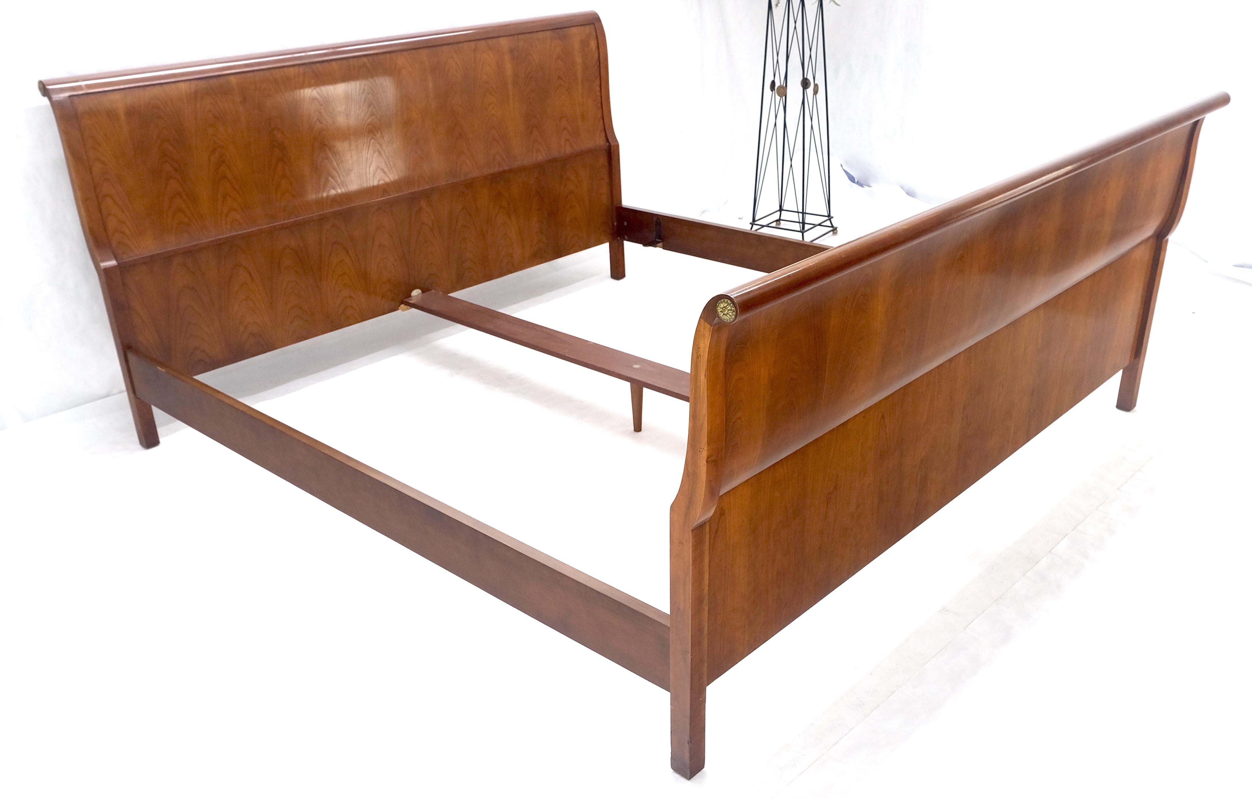 20th Century Baker King Size Headboard Footboard Sleigh Bed Light American Walnut MINT!