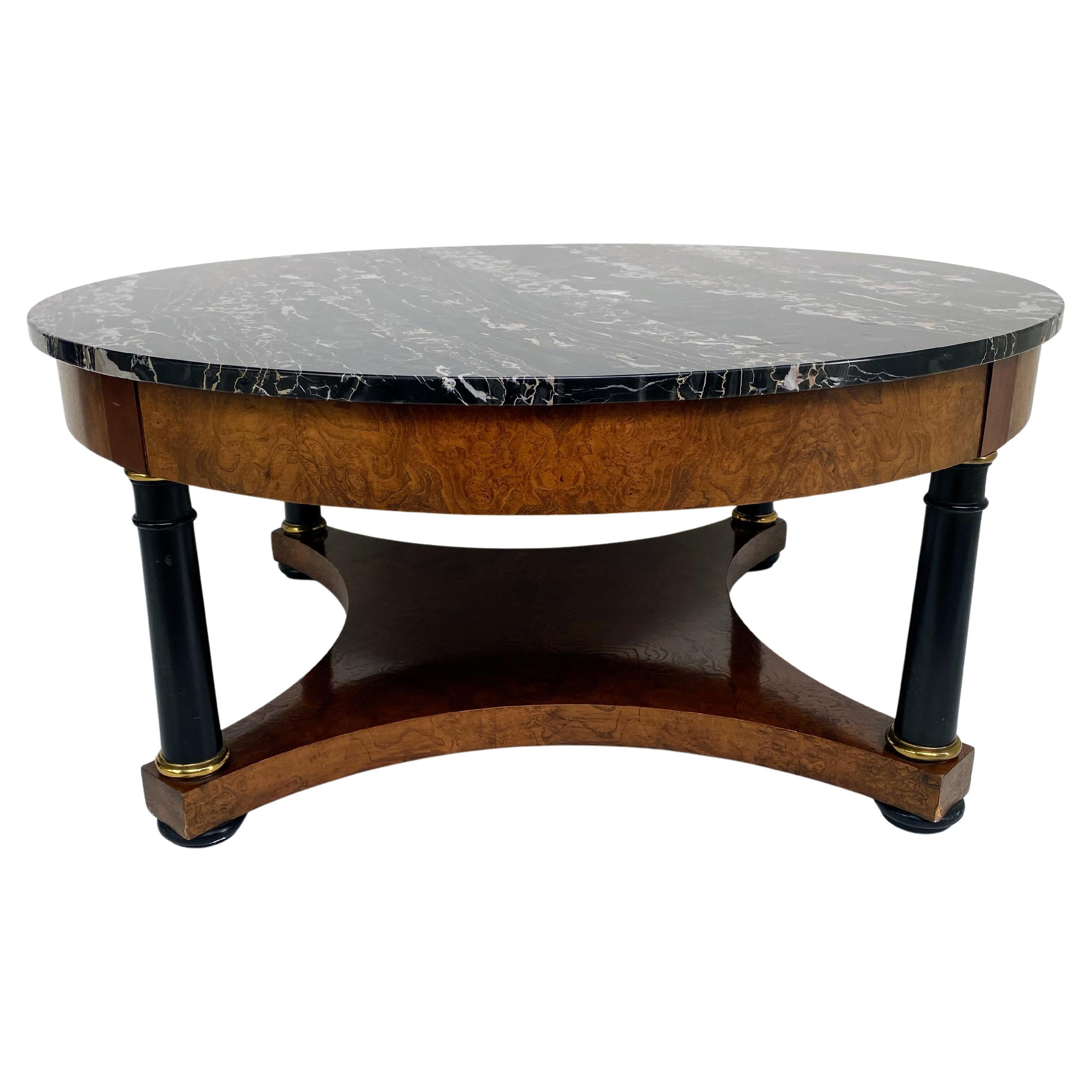 Baker, Knapp & Tubbs Empire Style Cocktail Table with Italian Portoro Marble