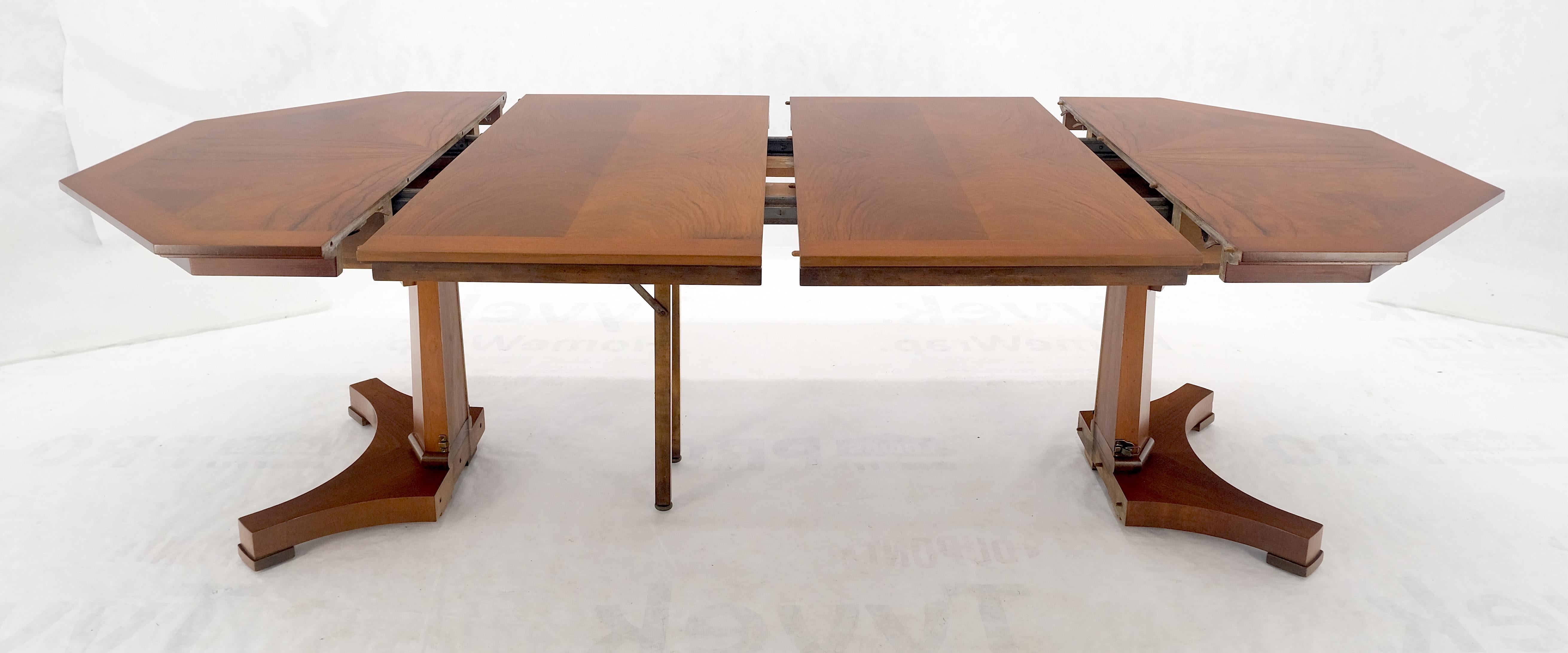 Baker LIght Walnut Round Octagon Single Base Two Leaves Dining Room Table Mint! For Sale 2