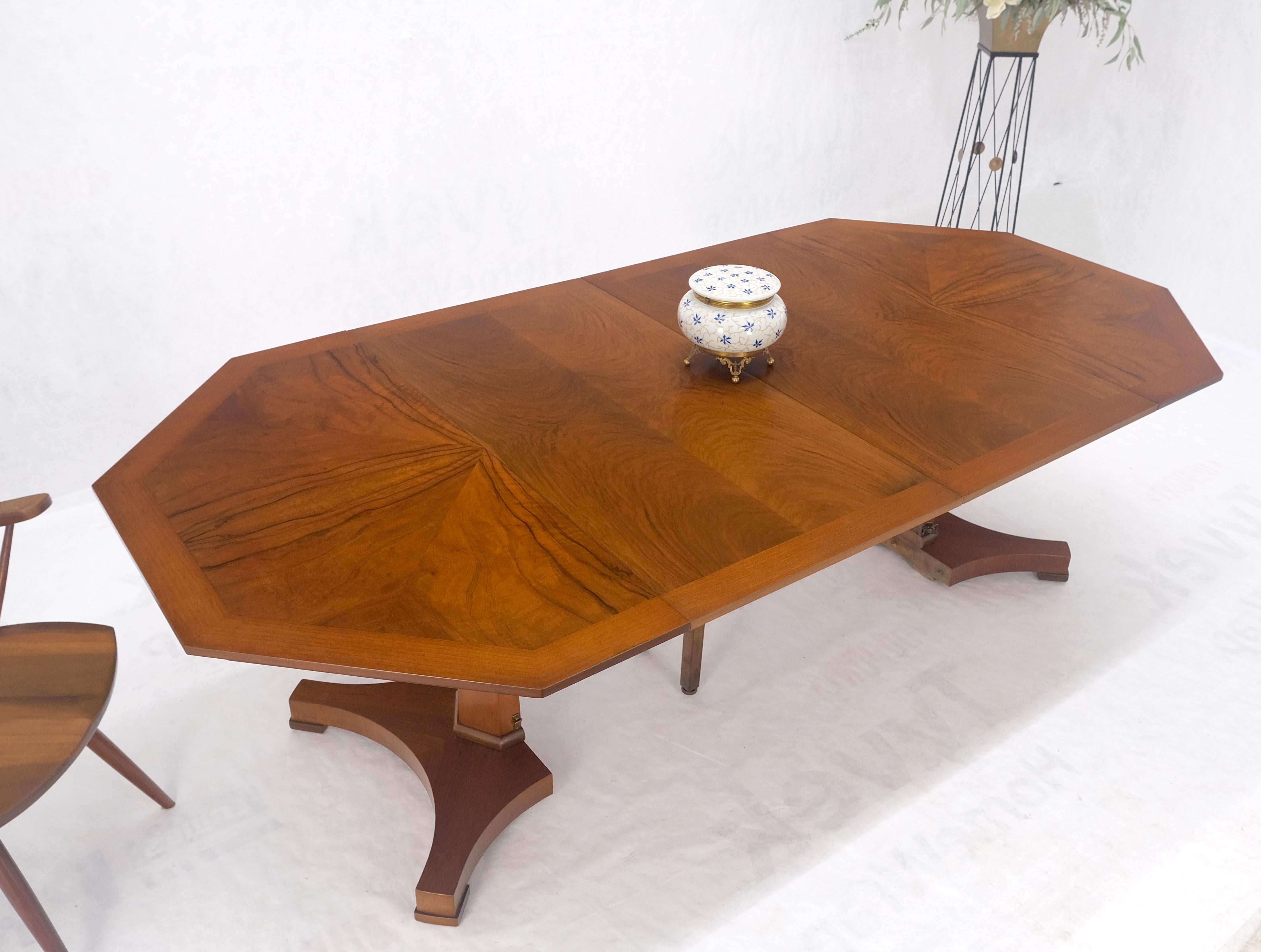 Baker LIght Walnut Round Octagon Single Base Two Leaves Dining Room Table Mint! For Sale 6