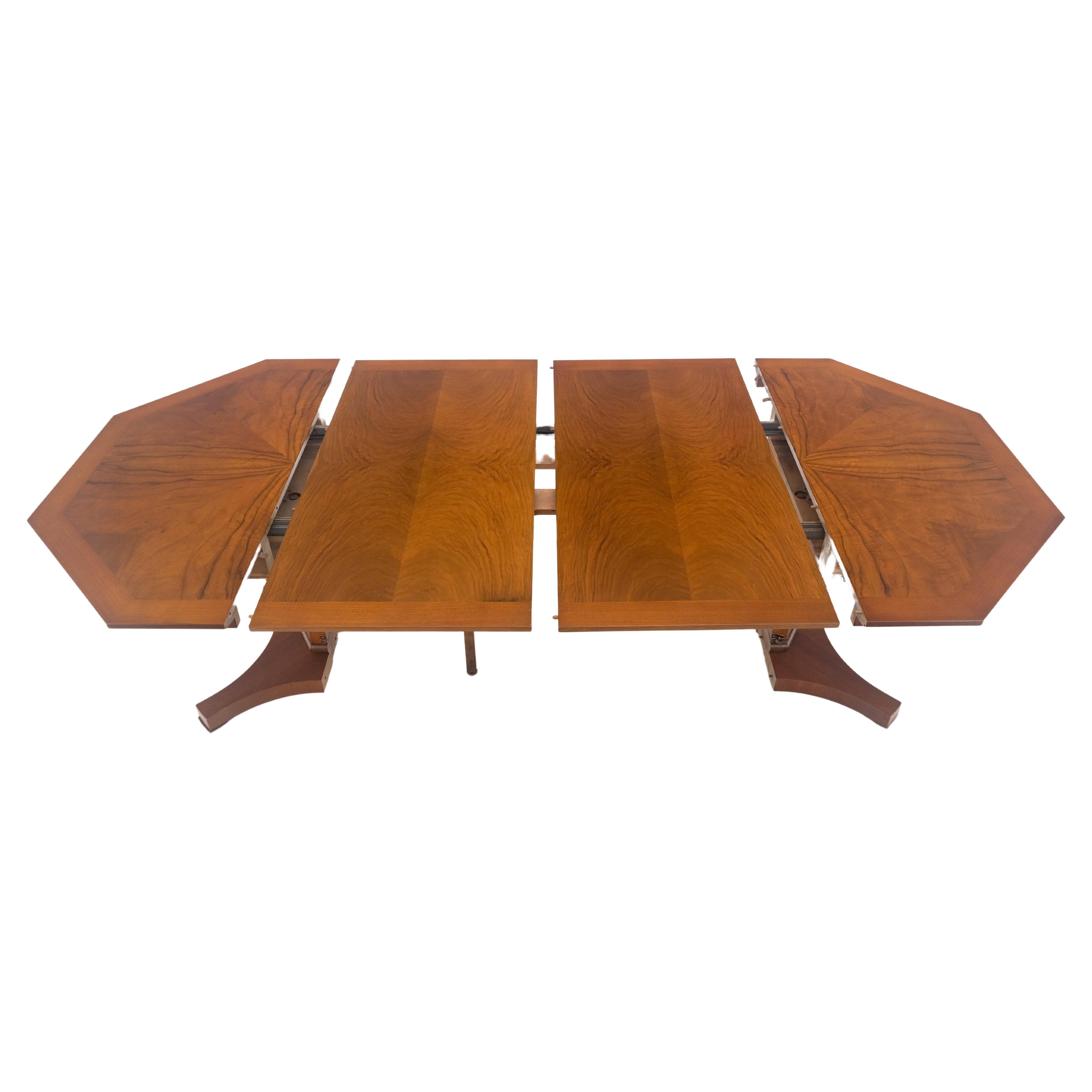 Baker LIght Walnut Round Octagon Single Base Two Leaves Dining Room Table Mint! For Sale
