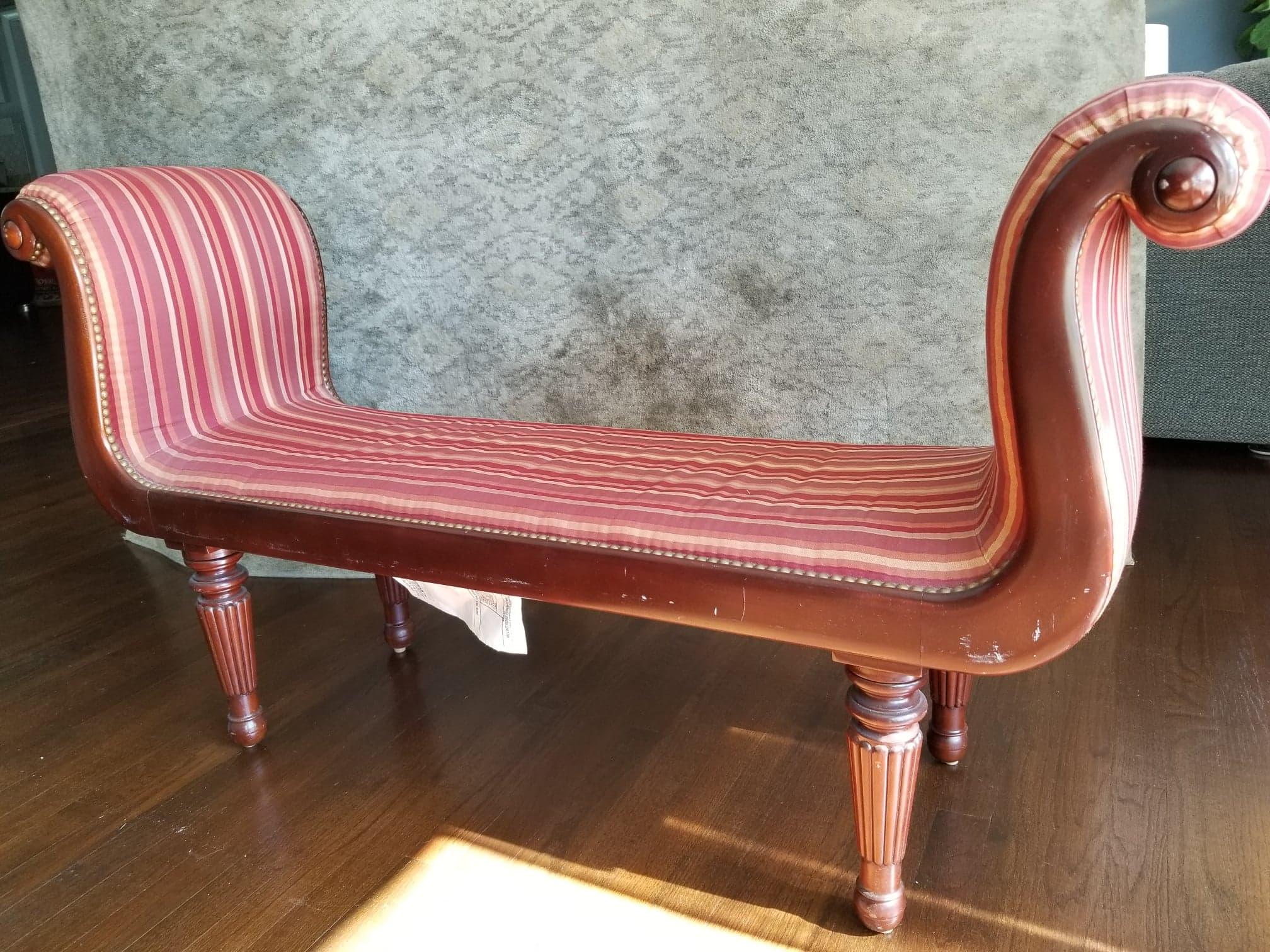 Baker Limited Edition Thomas Pheasant Milling Road Upholstered Bench In Good Condition For Sale In Chicago, IL