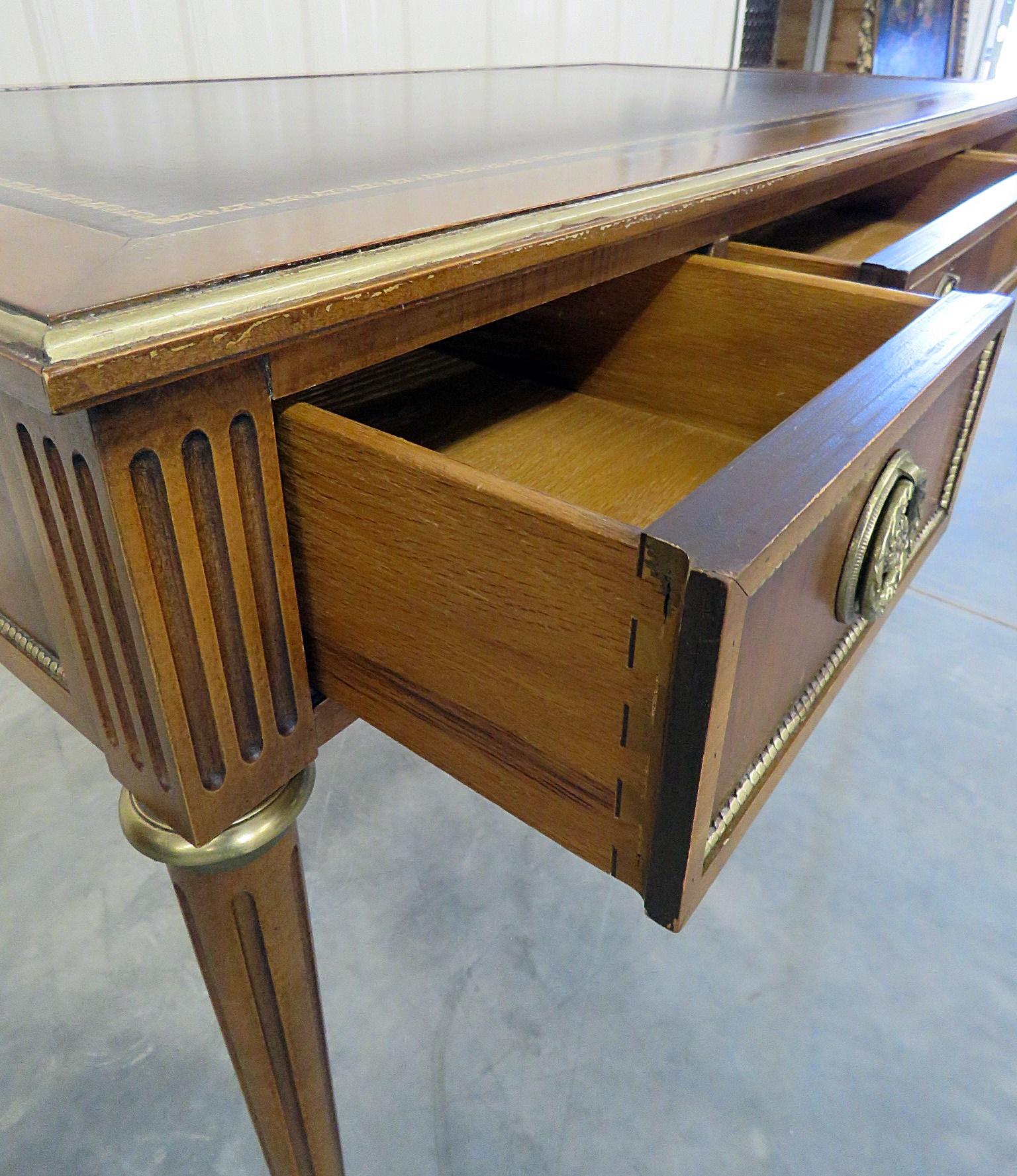 20th Century Baker Louis XVI Style Leather Top Desk
