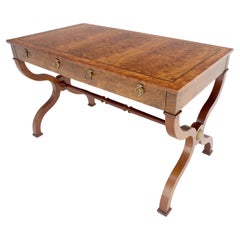 Baker Low Profile Burl Wood Two Drawers Regency Desk Console Writing Table MINT