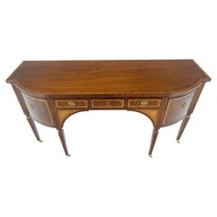 Baker Mahogany Banded Top Hepplewhite Brass Castors Tapered Legs Sideboard MINT