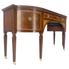 Baker Mahogany Banded Top Hepplewhite Brass Castors Tapered Legs Sideboard MINT