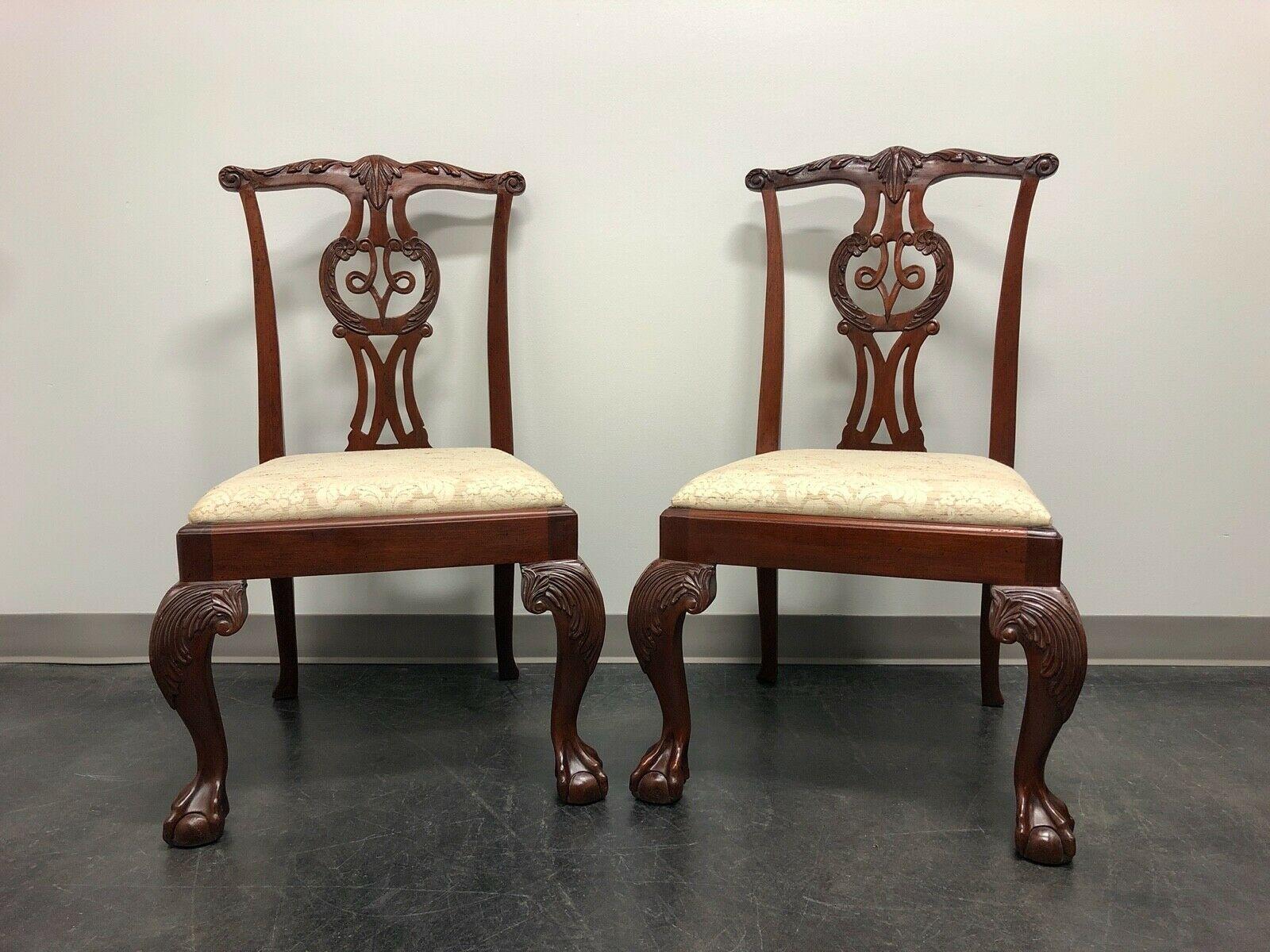 BAKER Mahogany Chippendale Ball in Claw Dining Side Chairs - Pair B For Sale 6