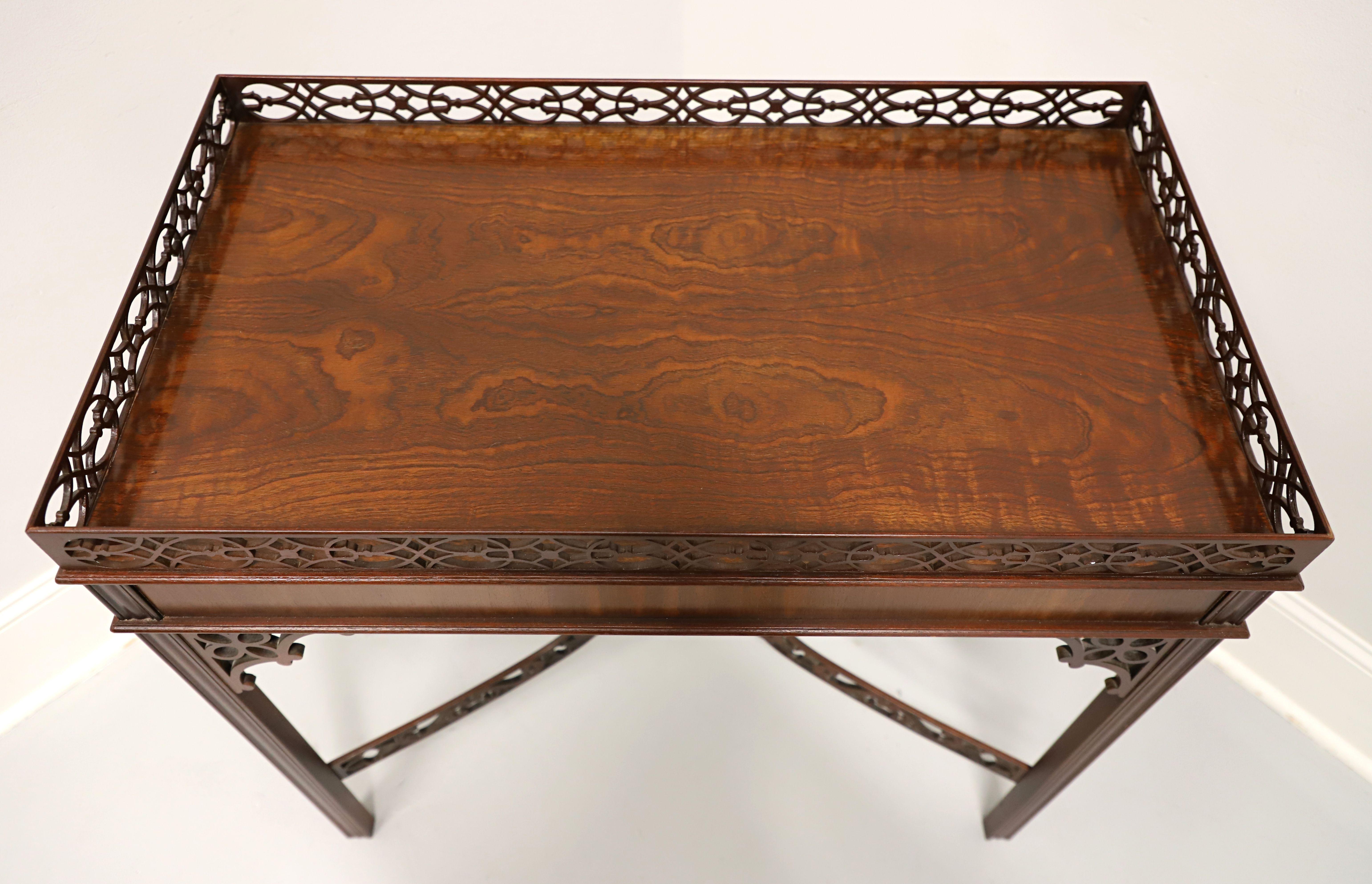 20th Century BAKER Mahogany Chippendale Style Fretwork Gallery Tea Table