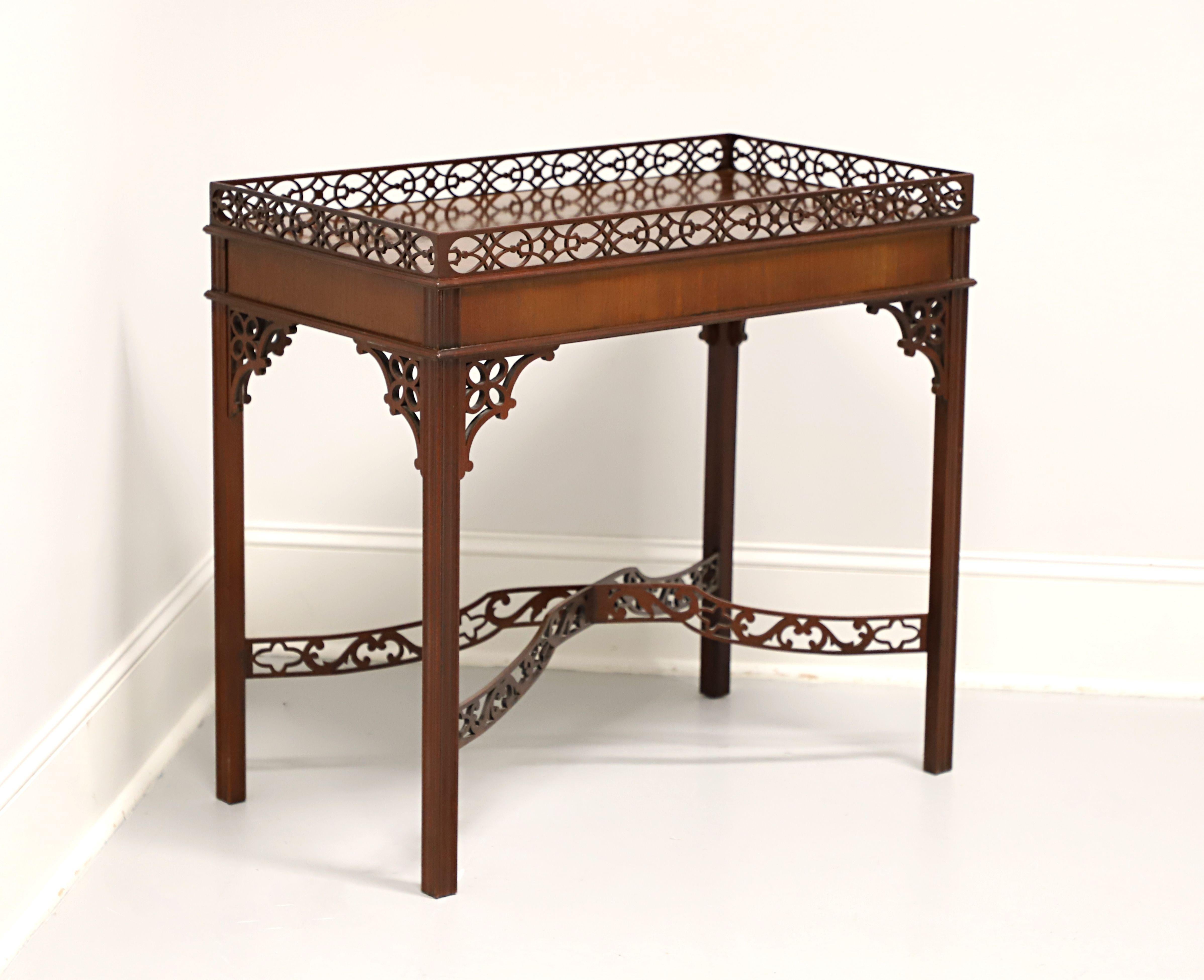 BAKER Mahogany Chippendale Style Fretwork Gallery Tea Table 3