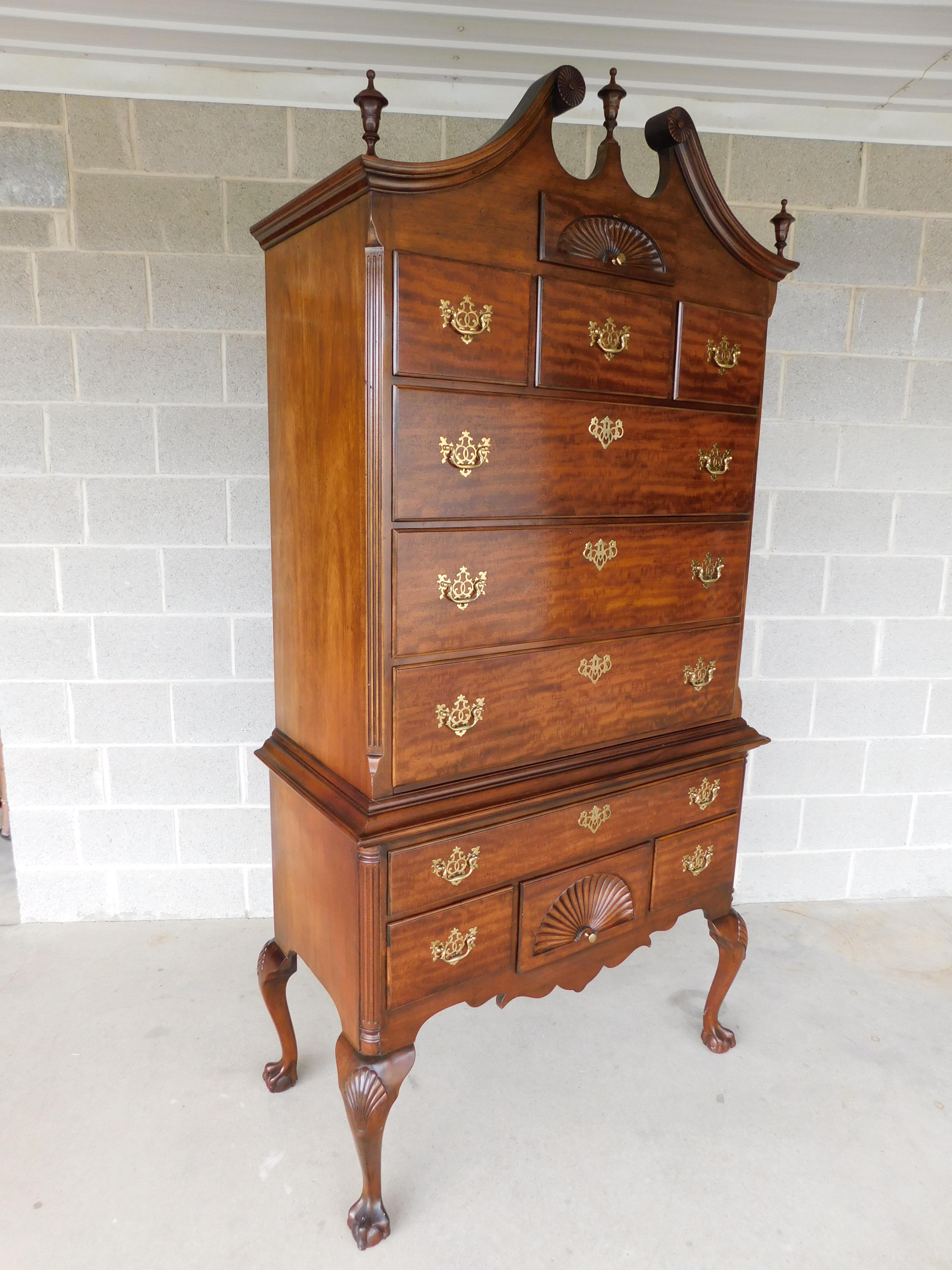 Baker Mahogany Chippendale Style Highboy Chest For Sale 4