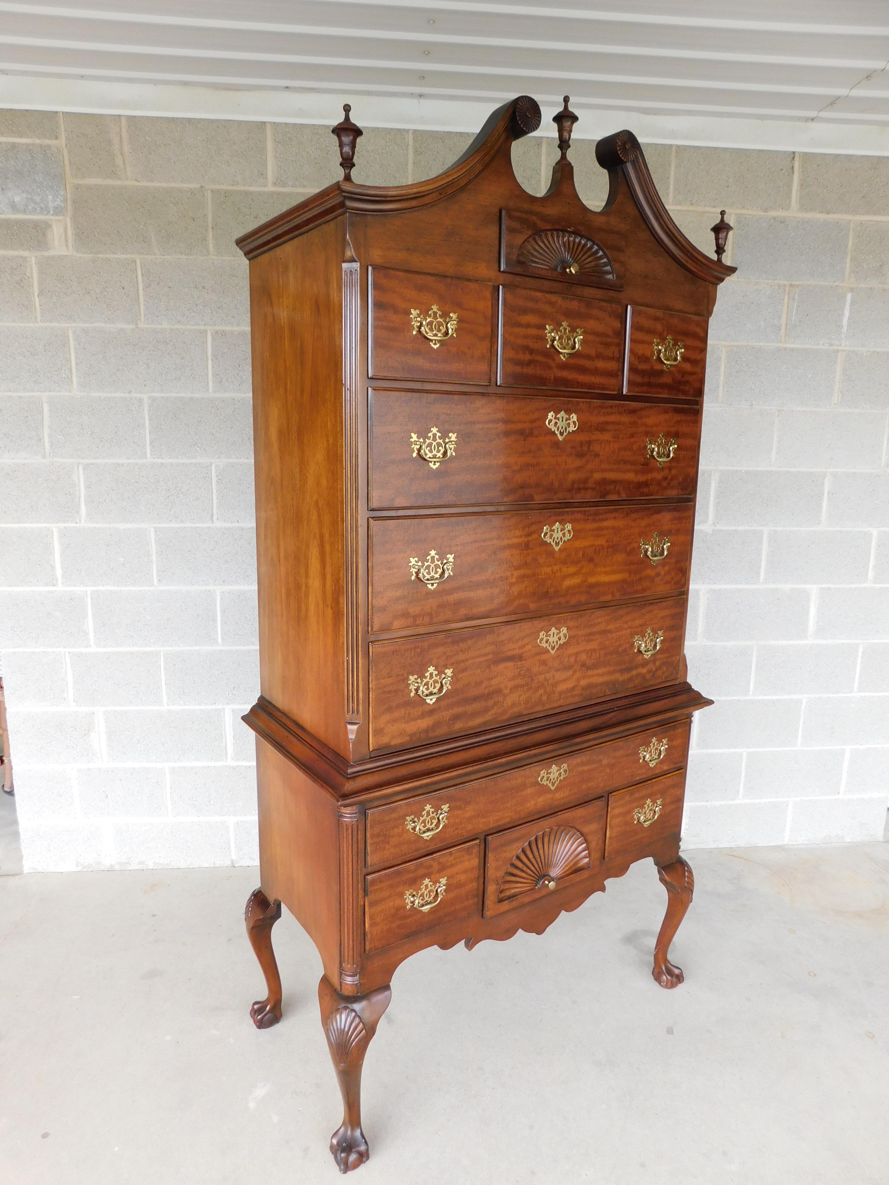Baker Mahogany Chippendale Style Highboy Chest For Sale 9