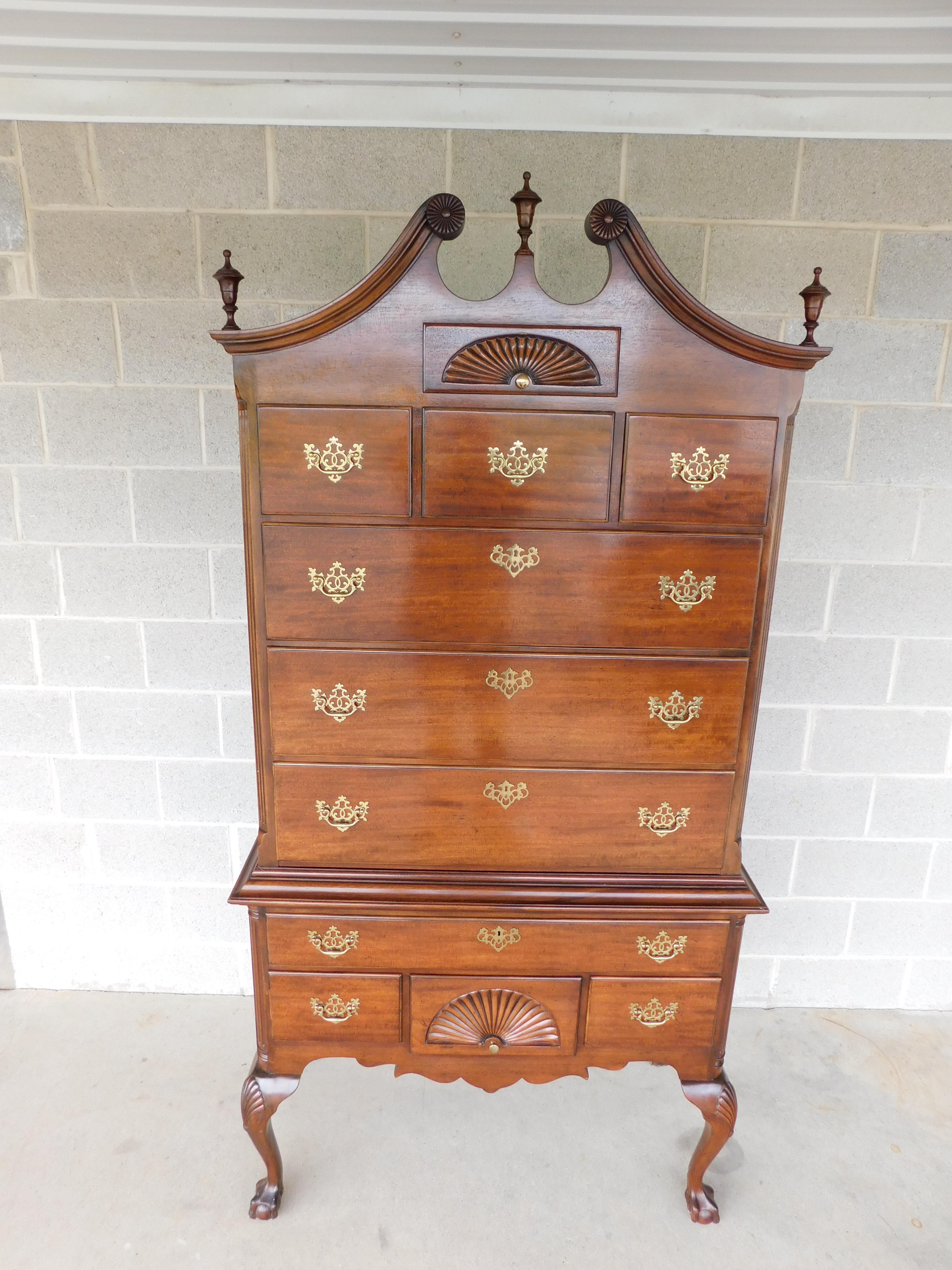 Baker Mahogany Chippendale Style Highboy Chest For Sale 2