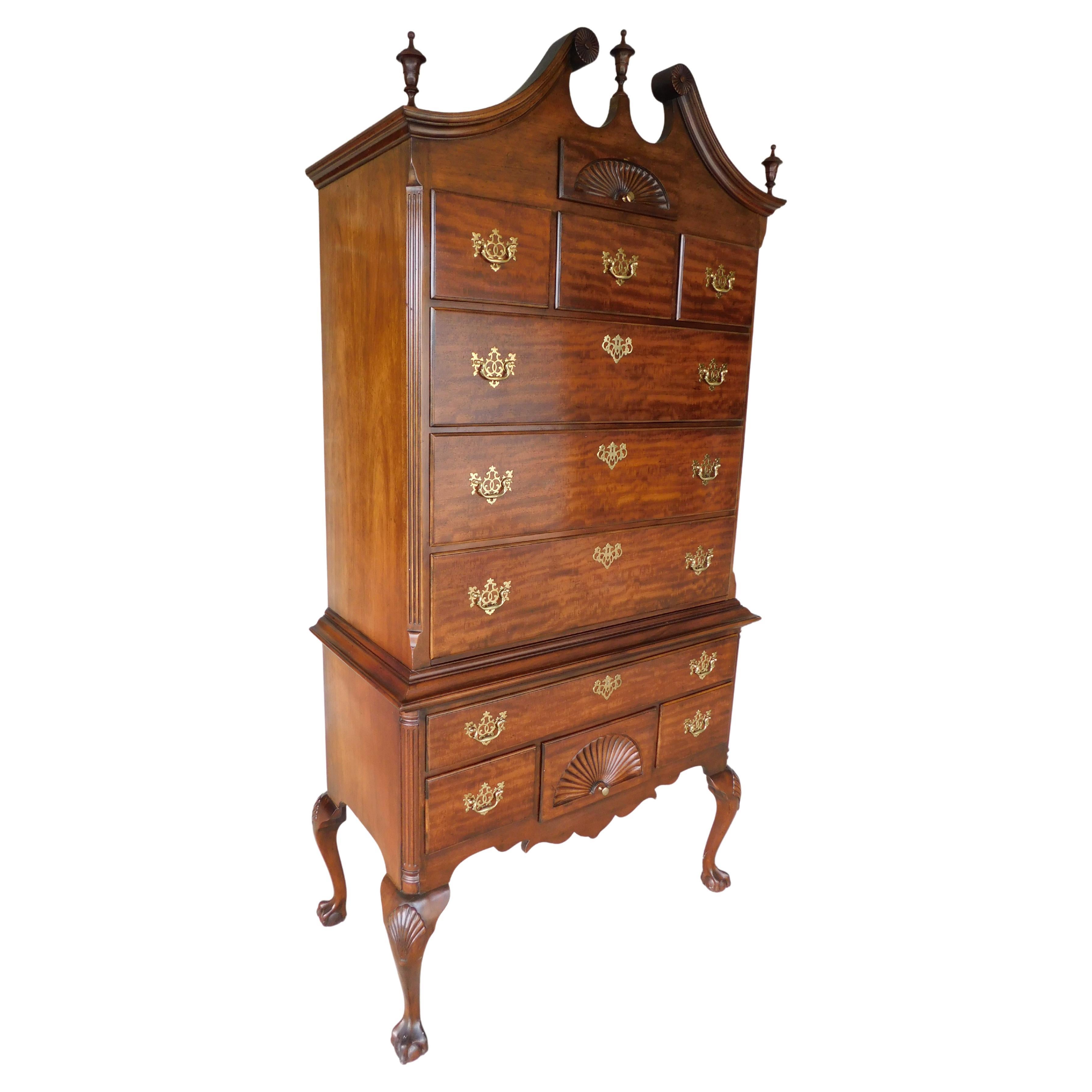 Baker Mahogany Chippendale Style Highboy Chest For Sale