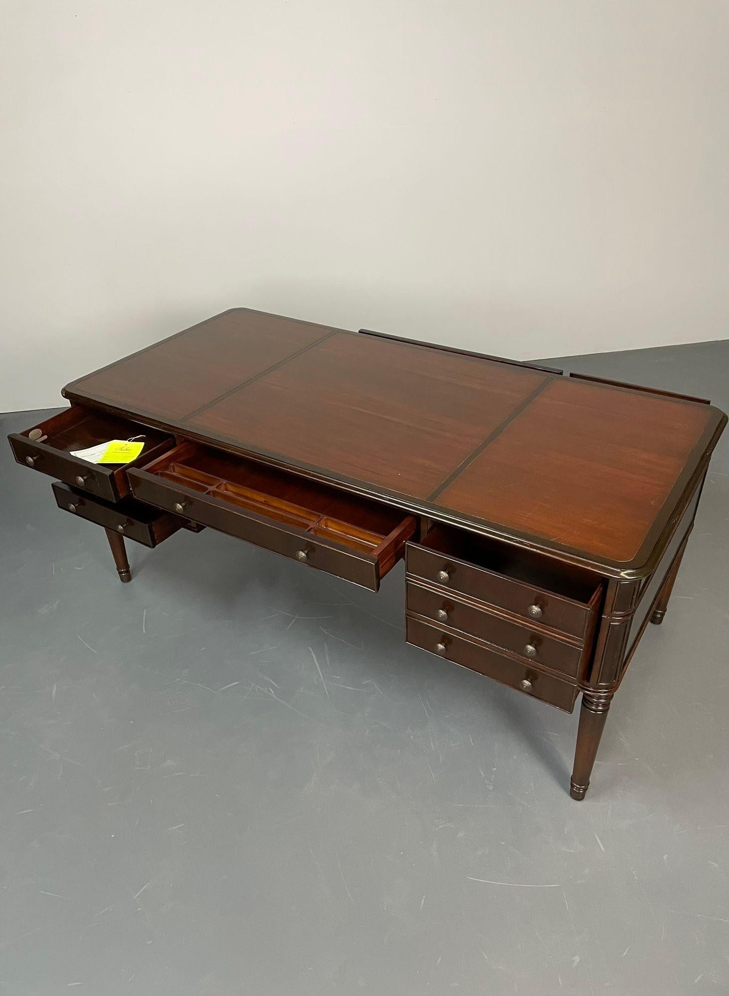 Contemporary Baker Mahogany Executive Partners Desk, Georgian, Writing Table For Sale