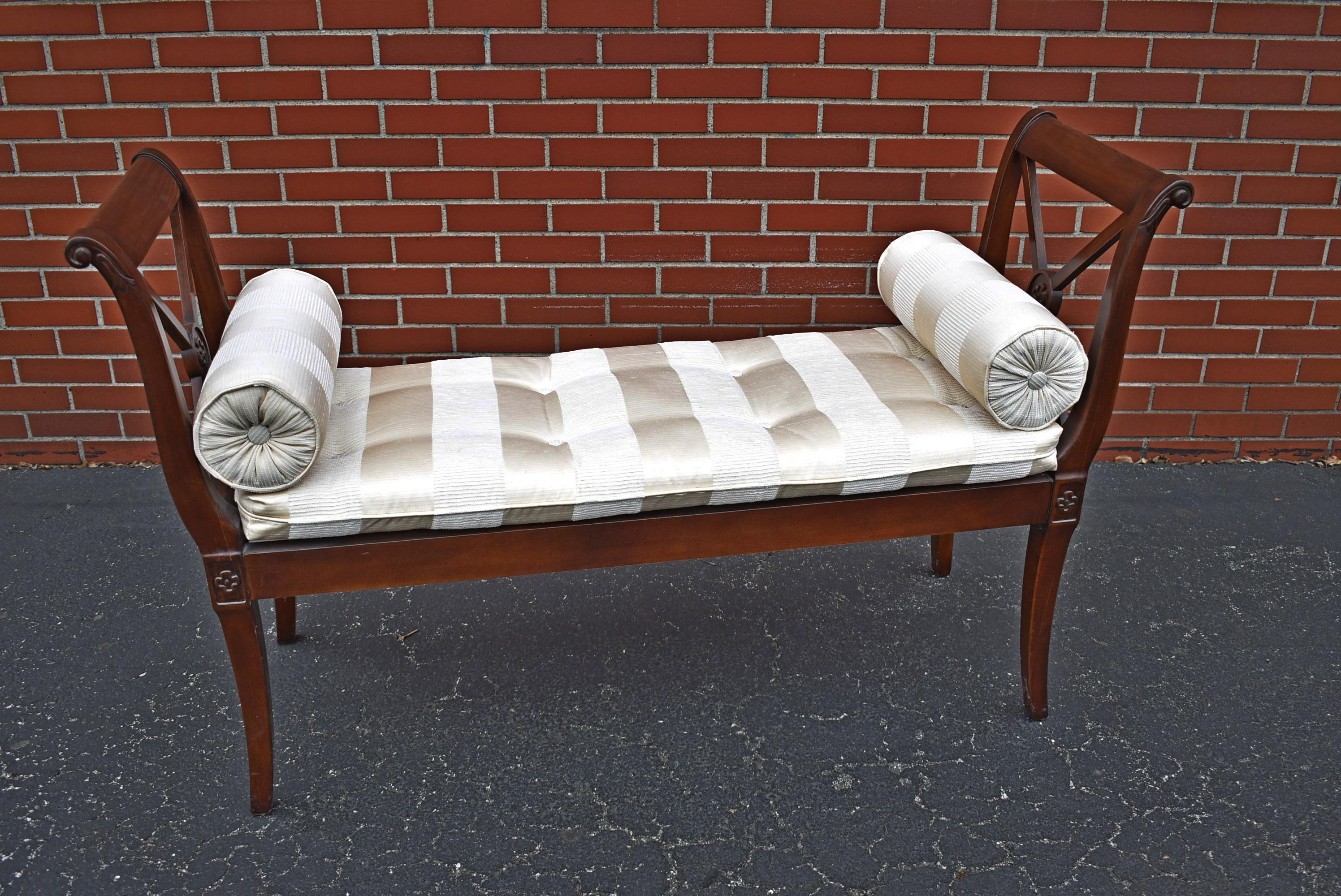American Baker Mahogany Hall Bench For Sale