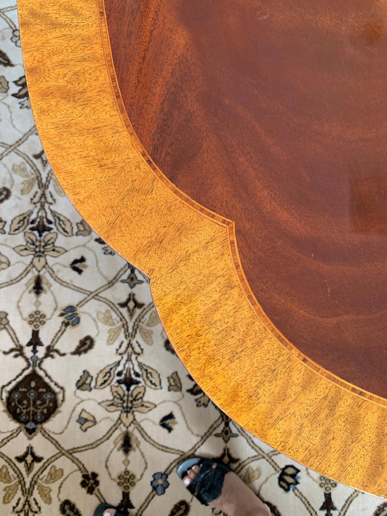 Baker Mahogany Inlaid Double Pedestal Expandable Dining Table at 1stDibs