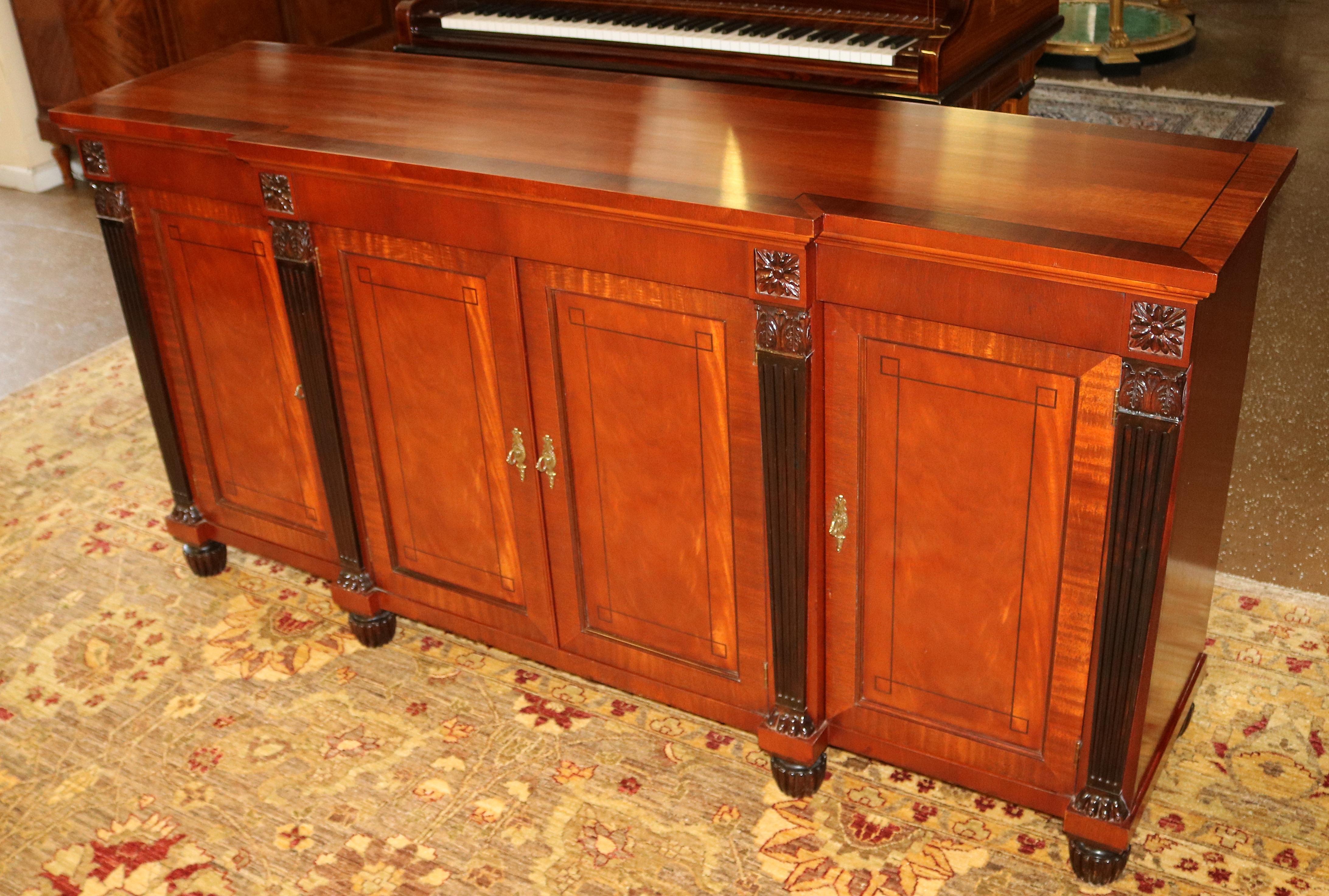 Late 20th Century Baker Mahogany Neoclassical French Empire Style Credenza Server Sideboard  Dime