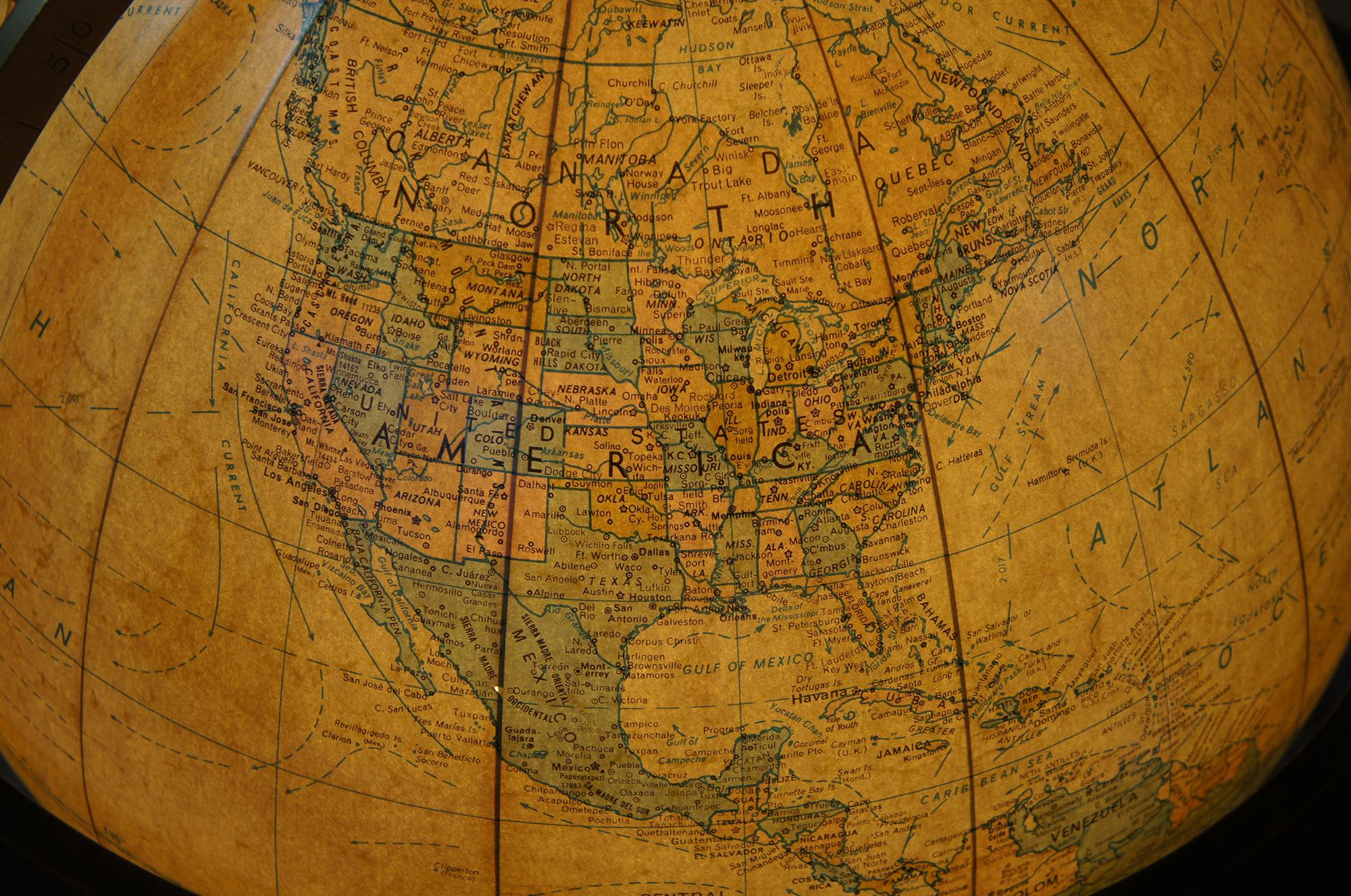 Baker Mahogany Replogle Heirloom Illuminated Zodiac Floor Library World Globe 5