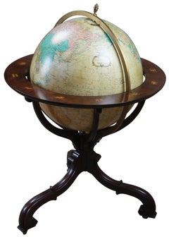 Baker Mahogany Replogle Heirloom Illuminated Zodiac Floor Library World Globe