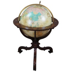 Vintage Baker Mahogany Replogle Heirloom Illuminated Zodiac Floor Library World Globe