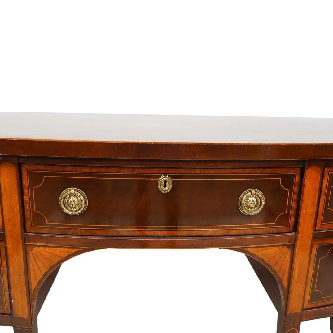 Late 20th Century Baker Mahogany Satinwood Sideboard, Historic Charleston Collection, Bow Front For Sale