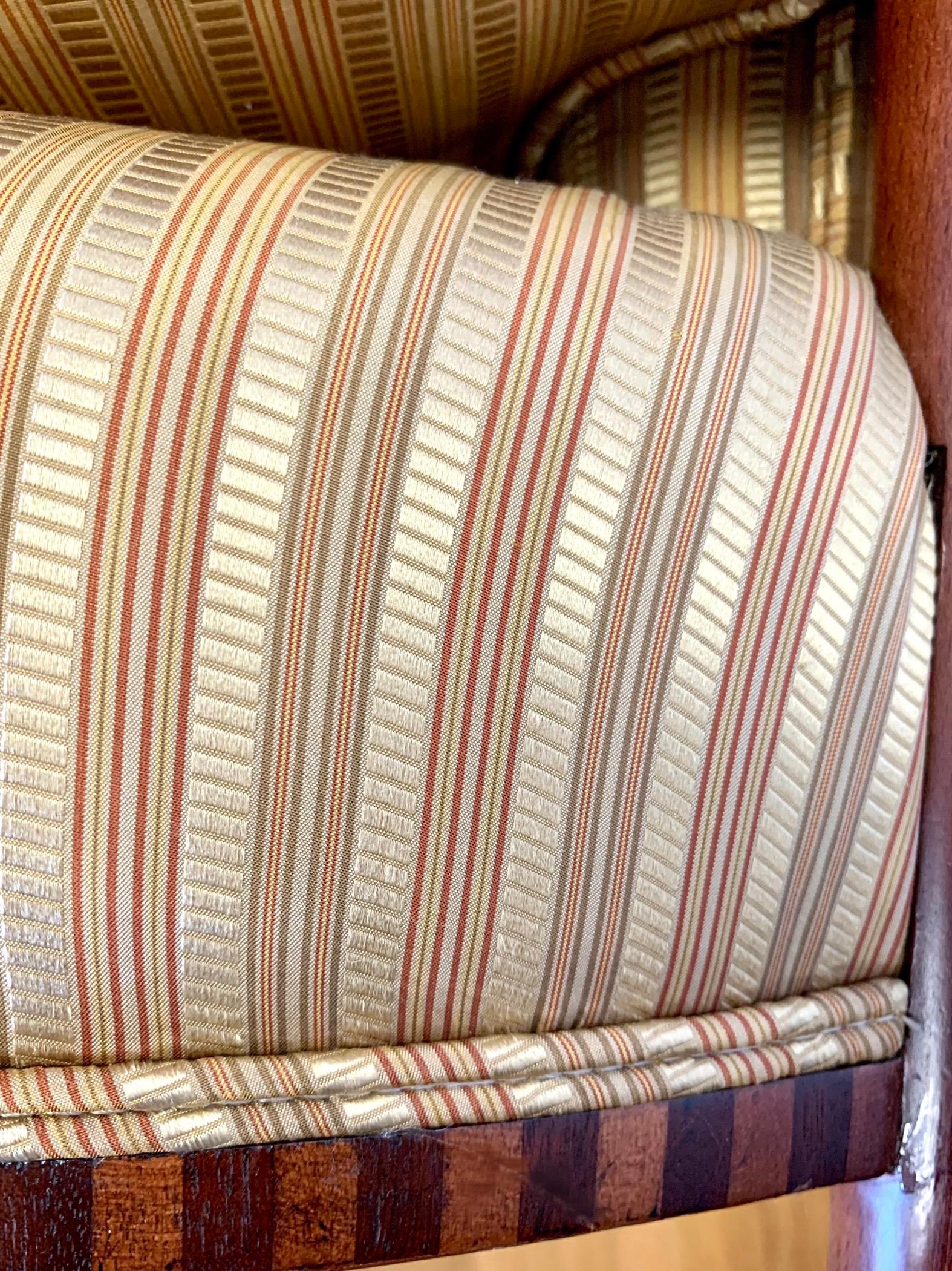 Baker Mahogany Silk Upholstered Barrel Back Armchair 4