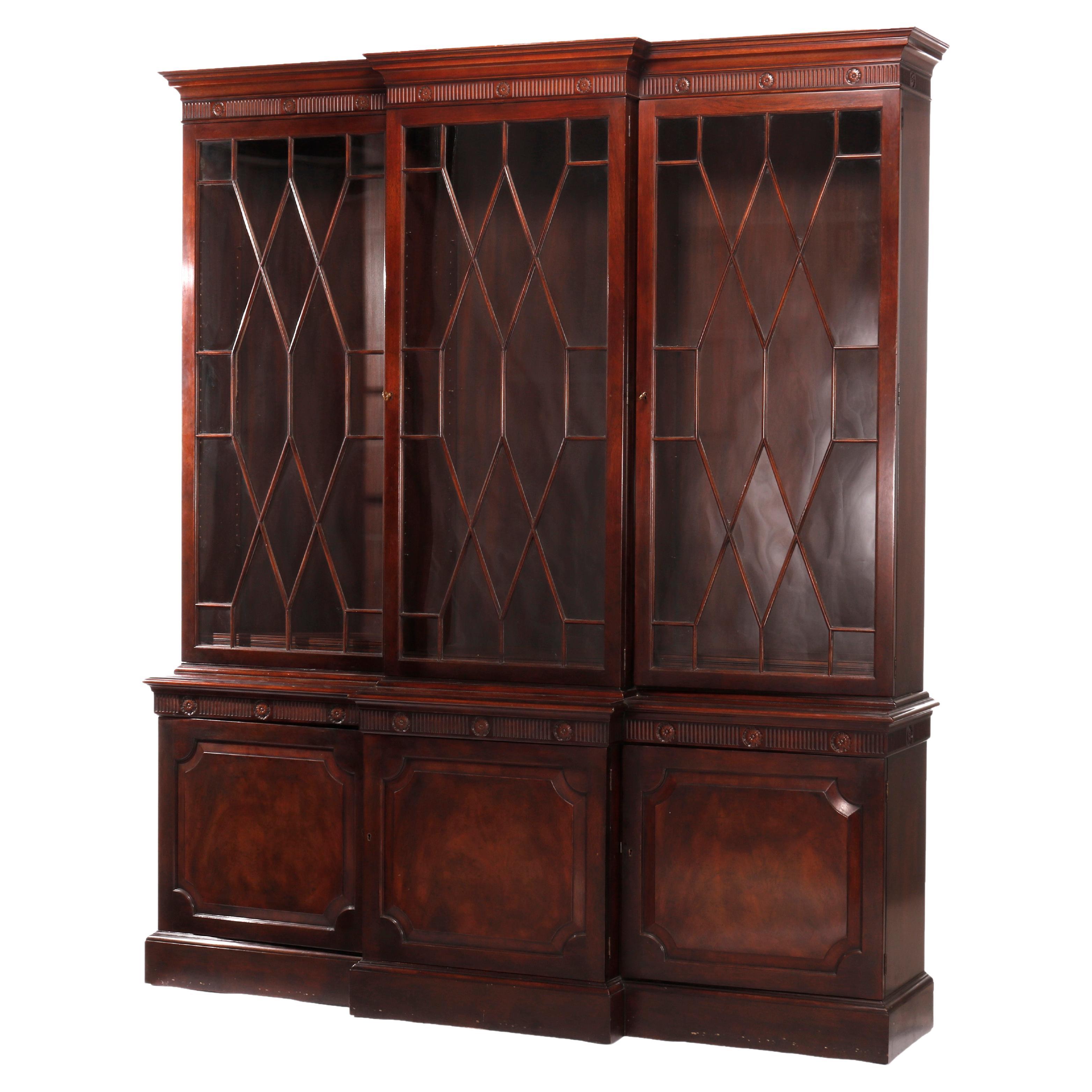 Baker Mahogany Step-Back Breakfront Cupboard, 20th C For Sale