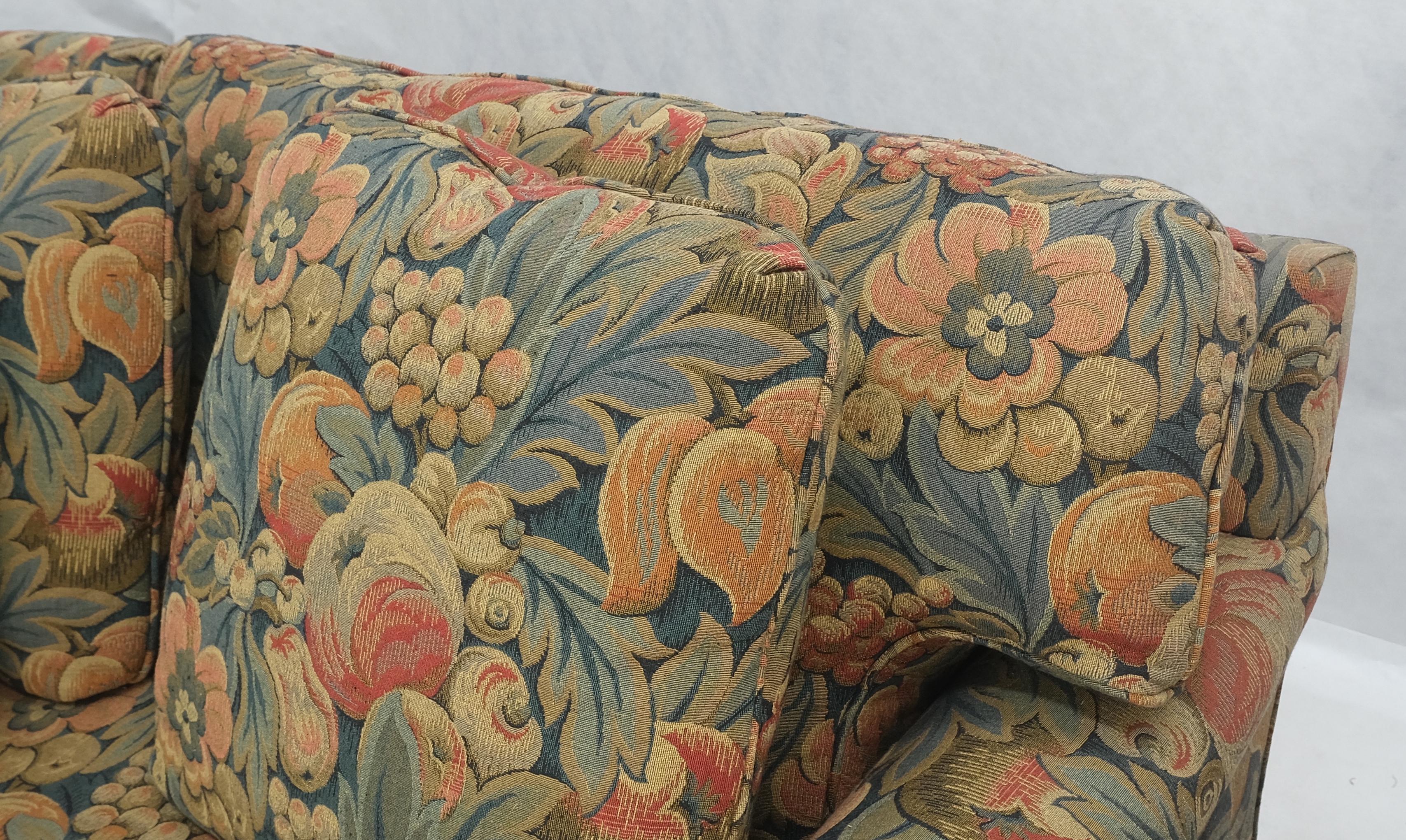 Upholstery Baker Matching Pair of Two Floral Pattern Three Seater Traditional Sofas MINT!