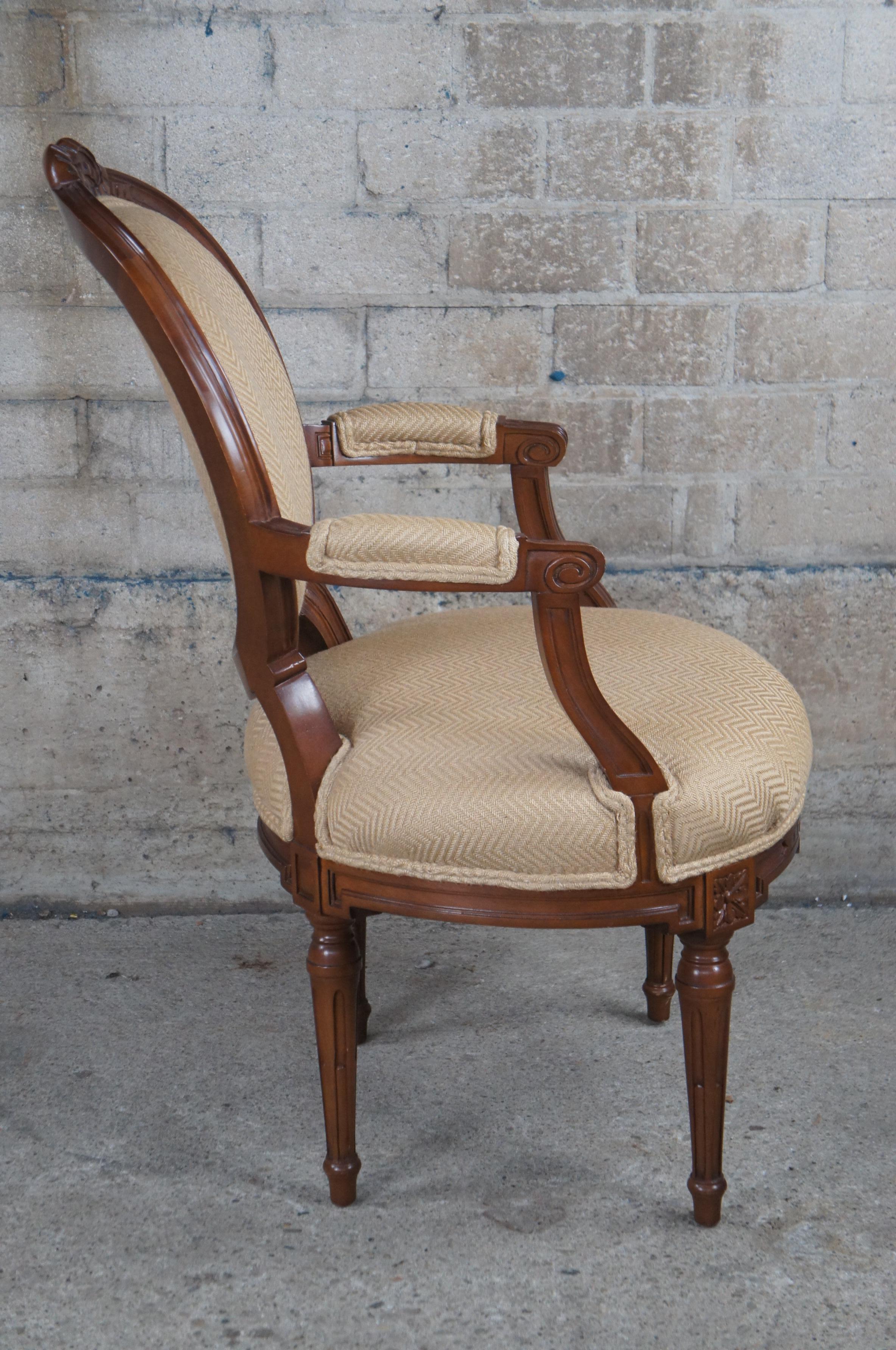 Baker McMillen French Louis XVI Neoclassical Ribbon Fauteuil Balloon Back Chair For Sale 5