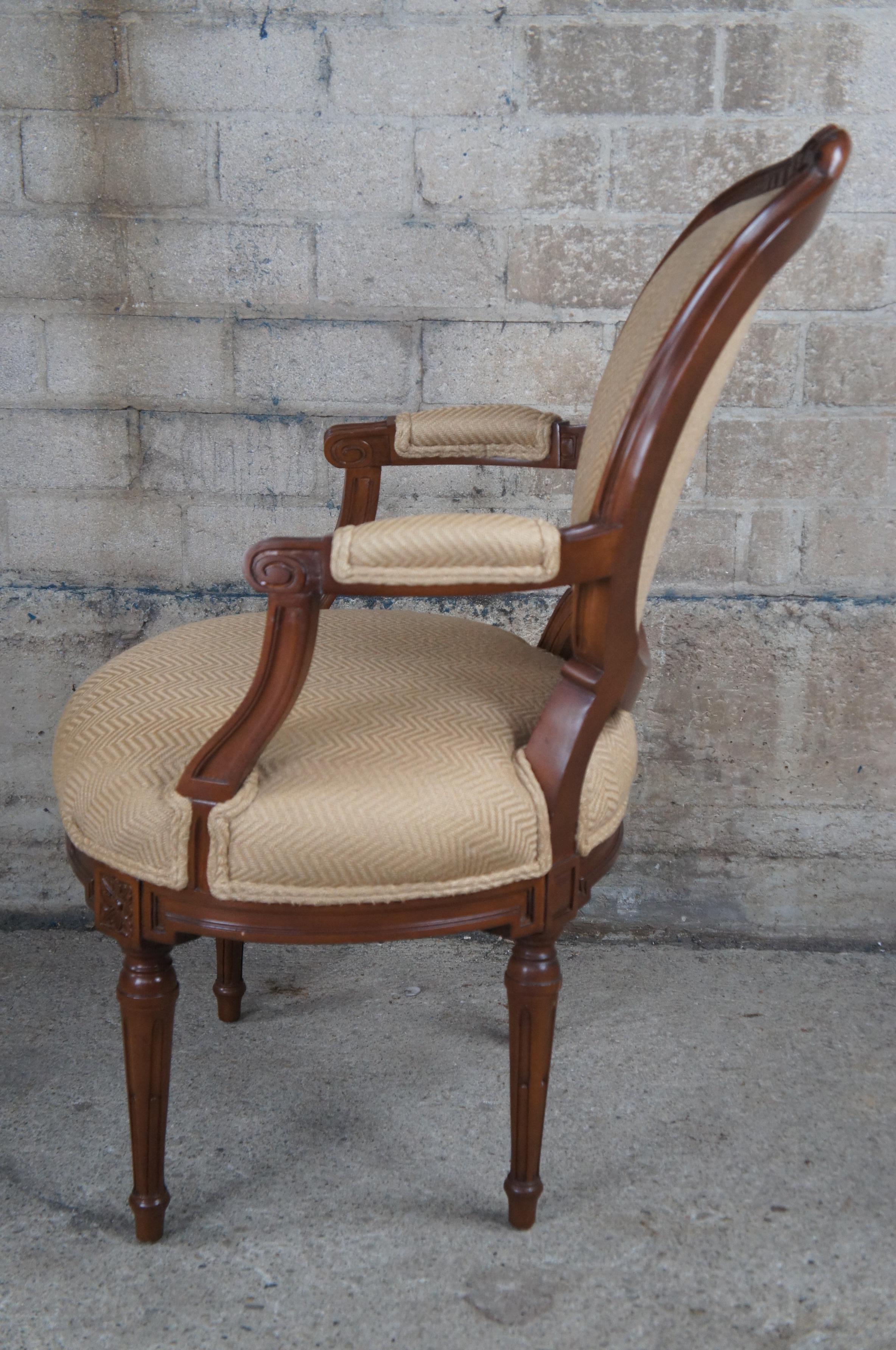 Baker McMillen French Louis XVI Neoclassical Ribbon Fauteuil Balloon Back Chair For Sale 1