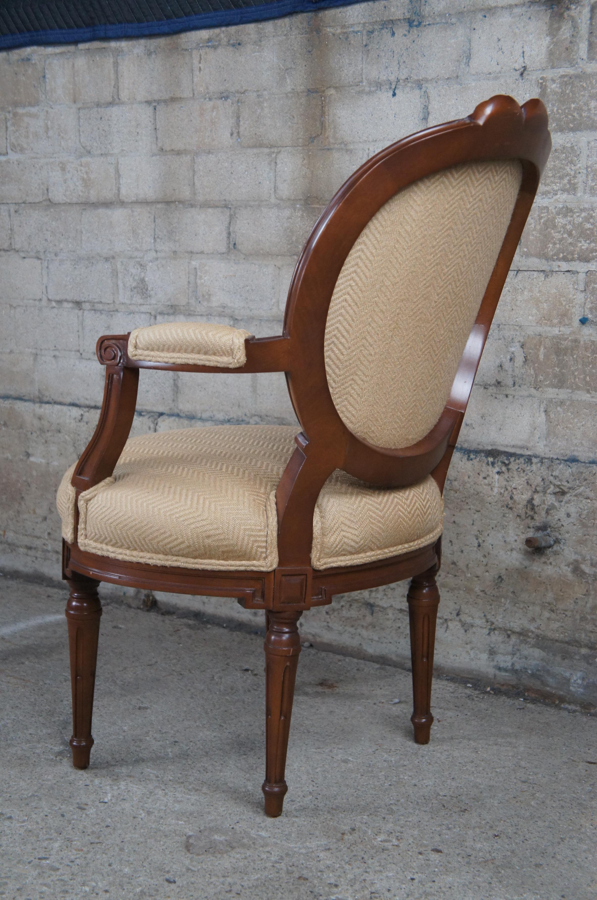 Baker McMillen French Louis XVI Neoclassical Ribbon Fauteuil Balloon Back Chair For Sale 2