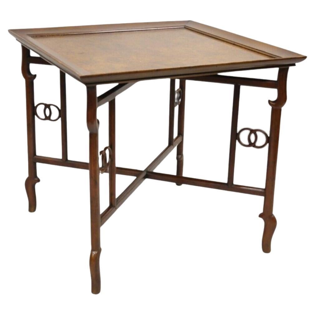 Baker Michael Taylor table d'appoint carrée en bois de ronce d'Asie d'Extrême-Orient