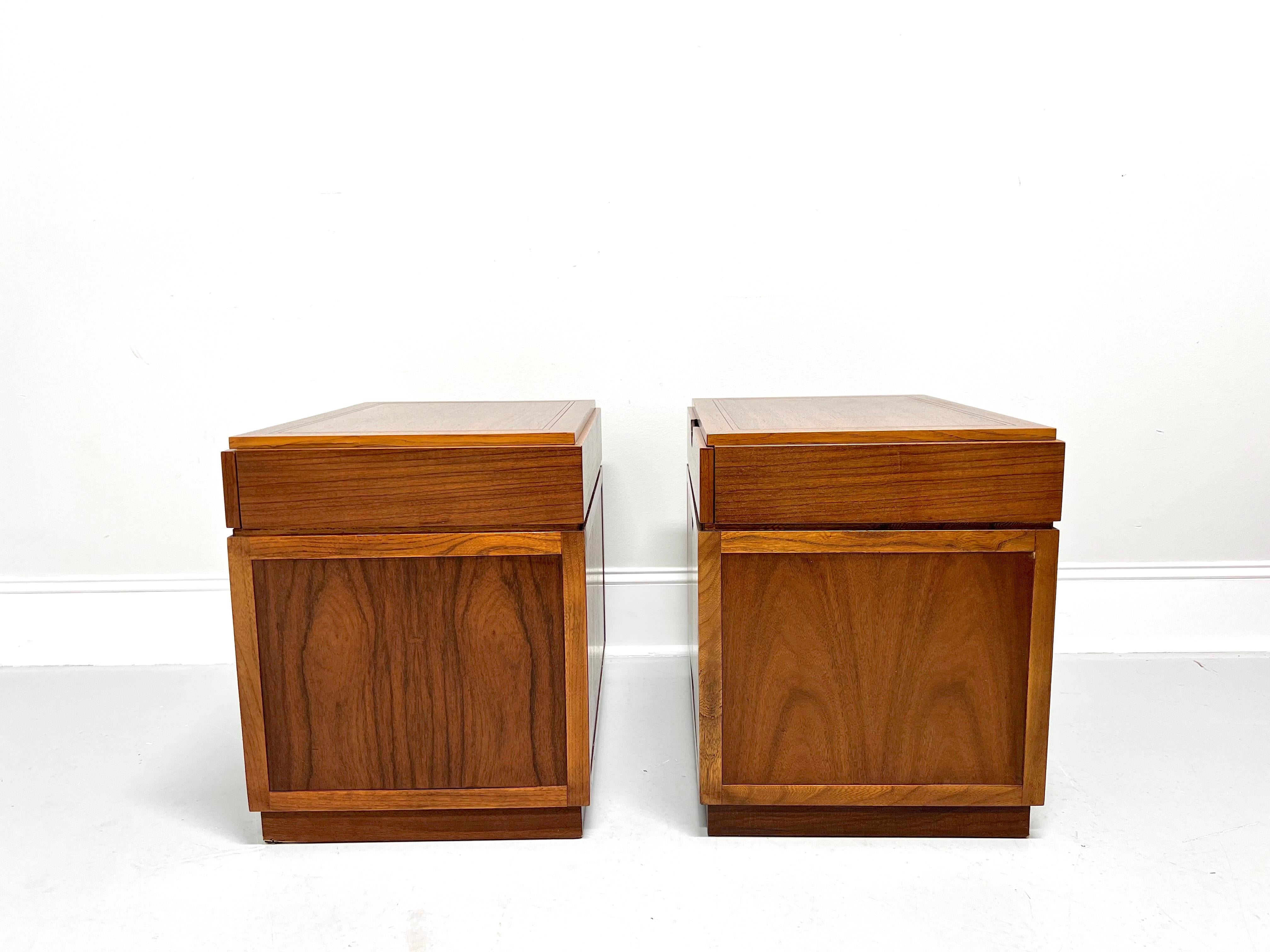 American BAKER Mid 20th Century Rosewood & Walnut Asian Inspired Nightstands - Pair For Sale